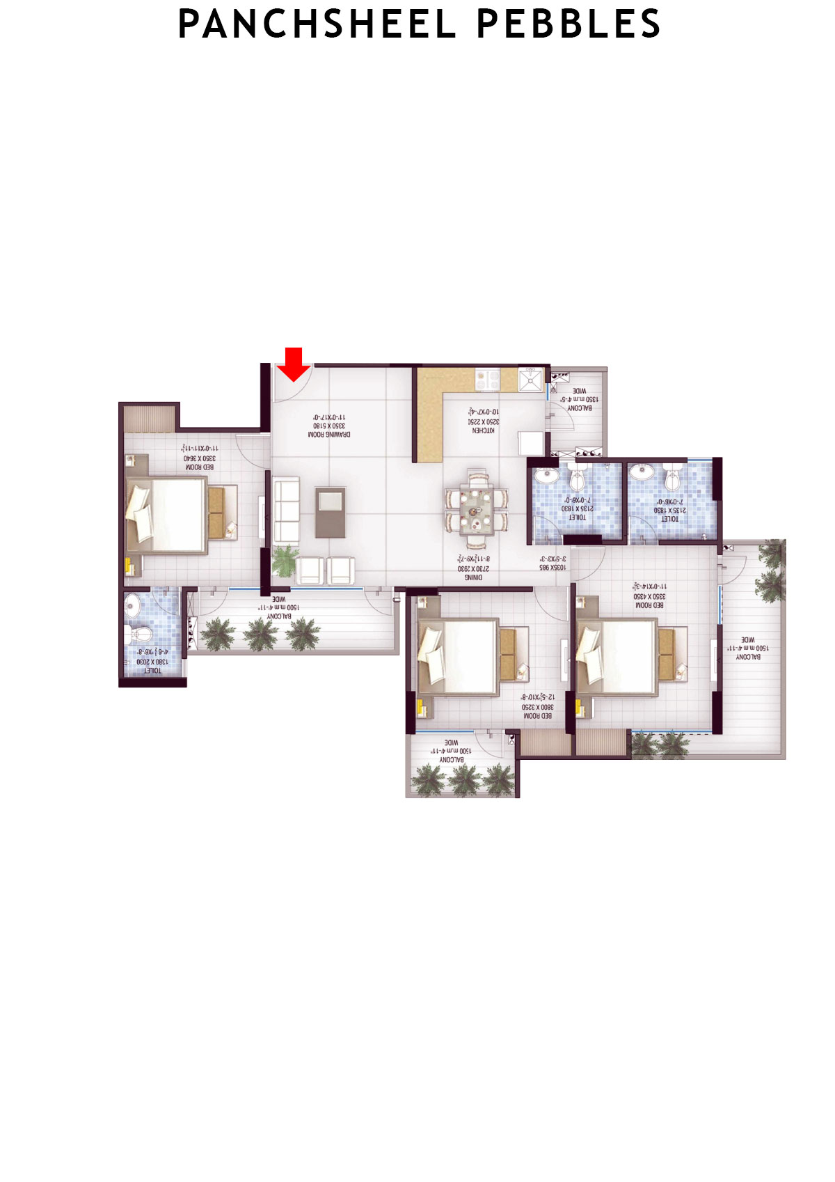 Panchsheel Pebbles Tower 1 Unit 3 Floor Plan