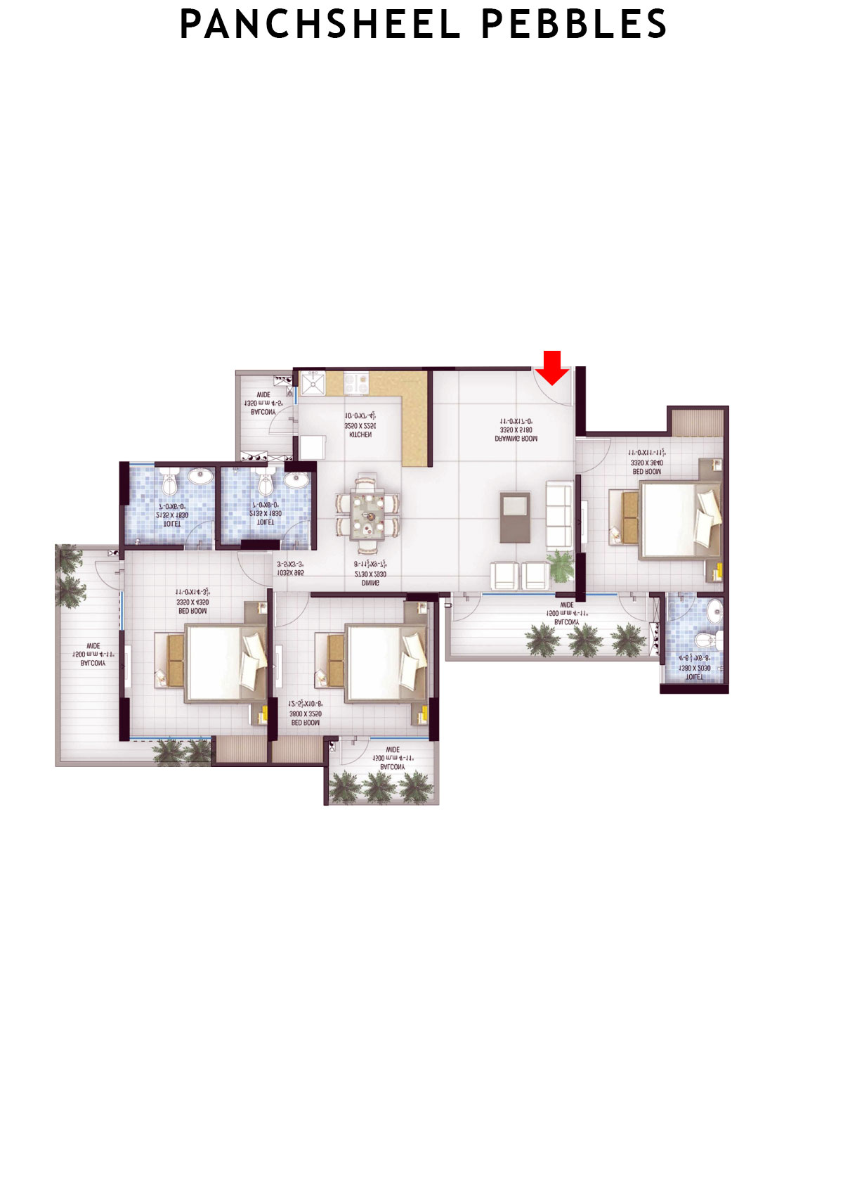 Panchsheel Pebbles Tower 1 Unit 4 Floor Plan