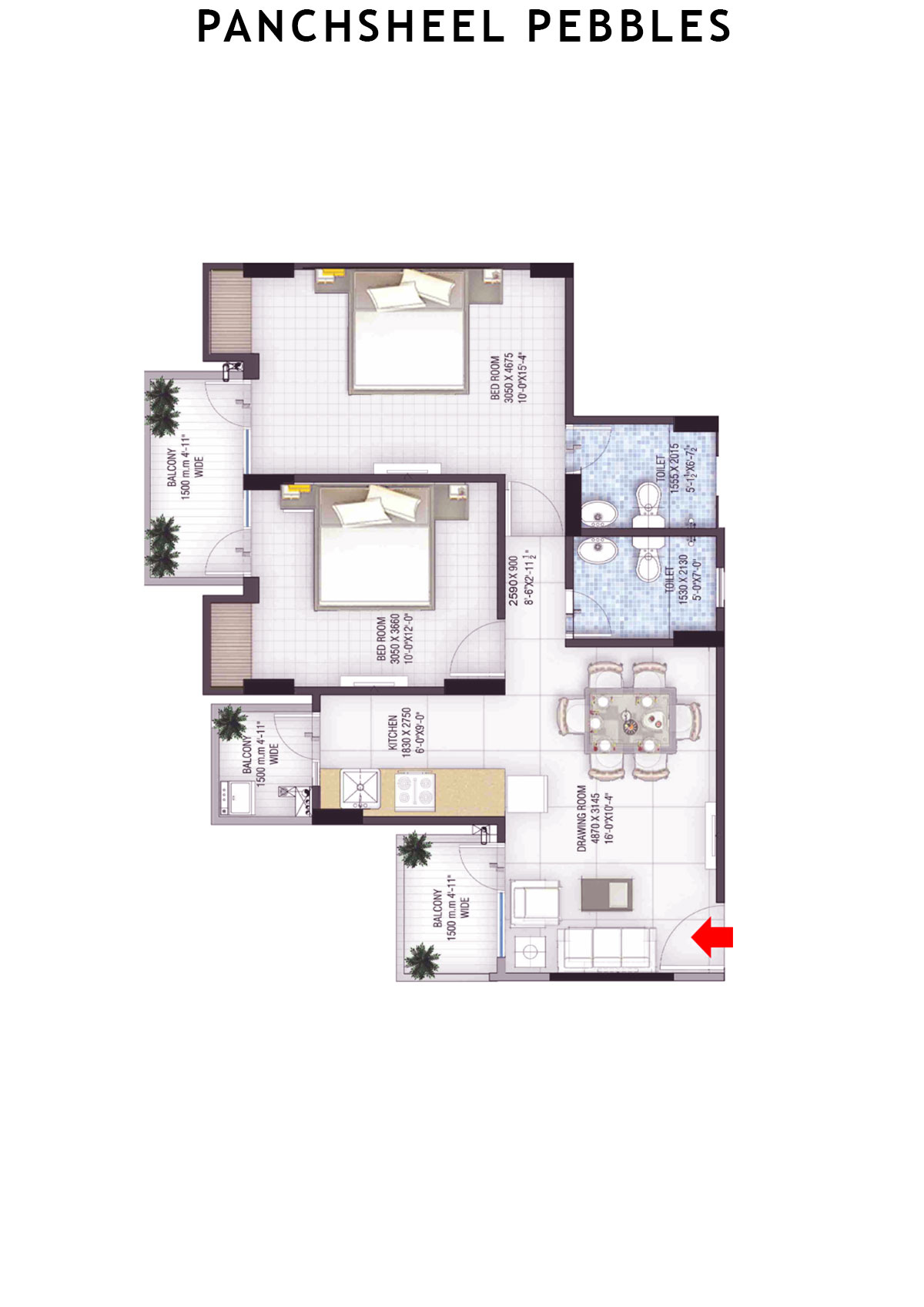 Panchsheel Pebbles Tower 2 Unit 1 Floor Plan