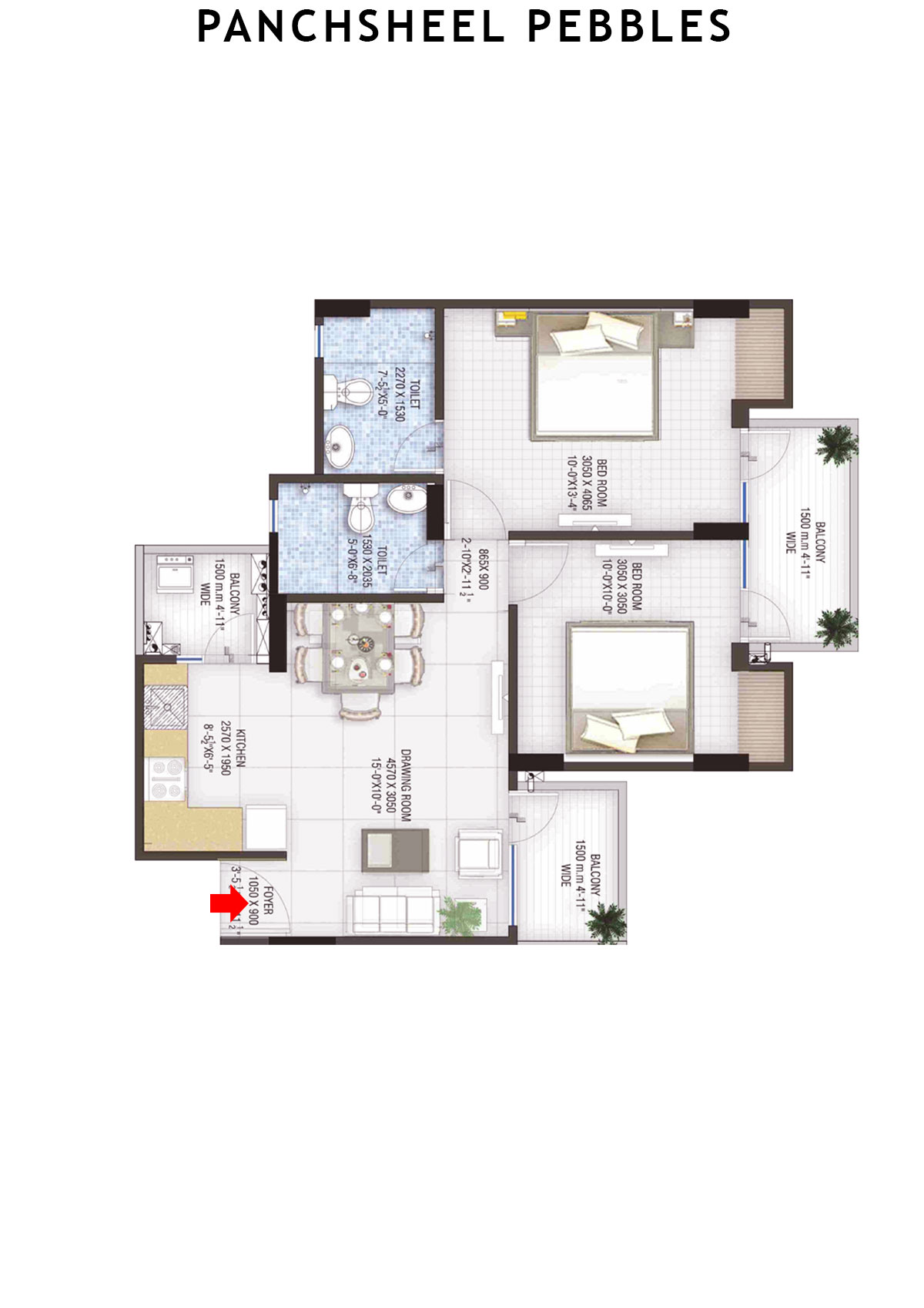 Panchsheel Pebbles Tower 2 Unit 2 Floor Plan