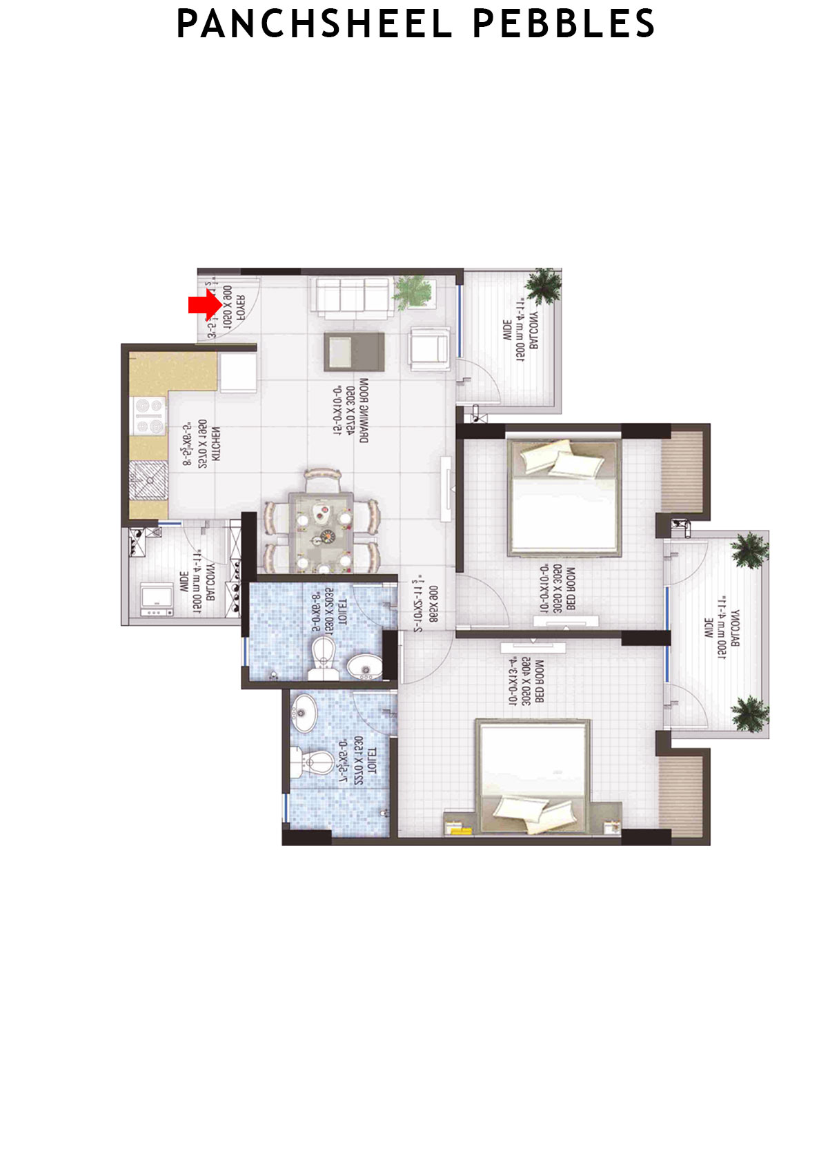 Panchsheel Pebbles Tower 2 Unit 3 Floor Plan