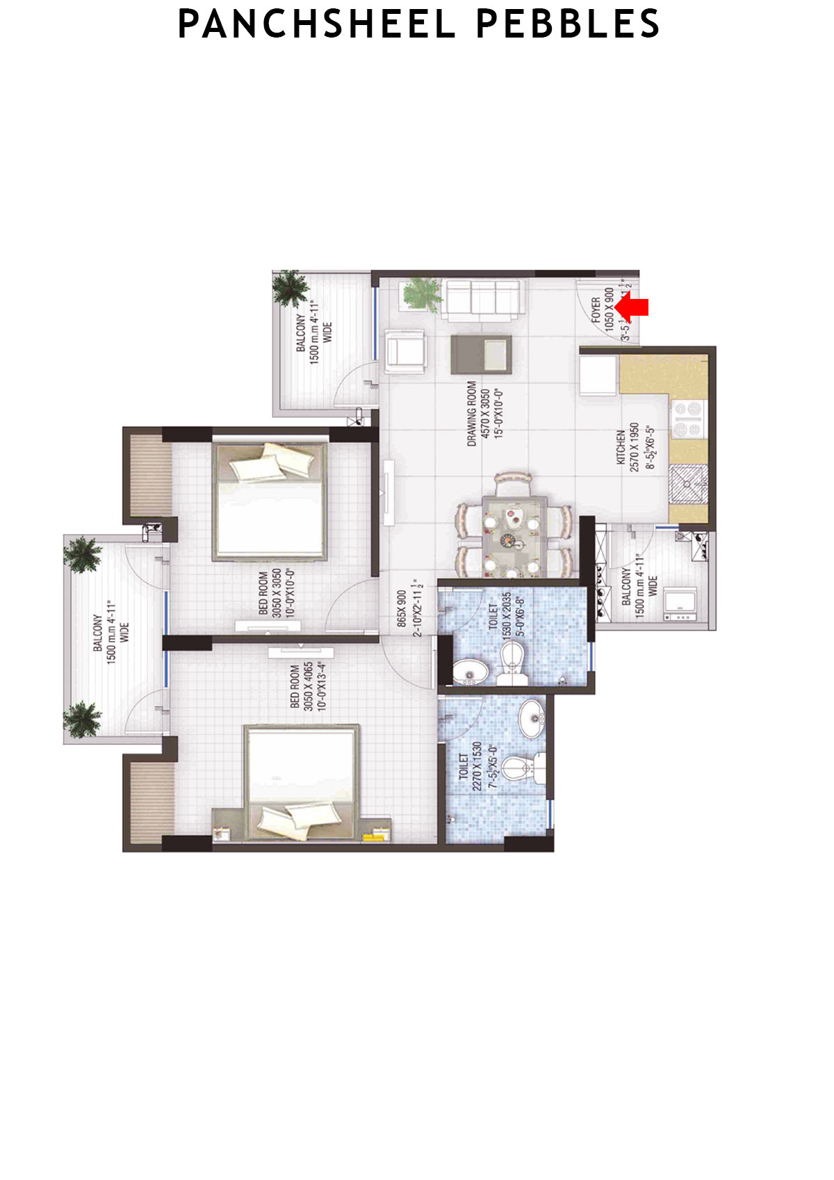 Panchsheel Pebbles Tower 2 Unit 7 Floor Plan