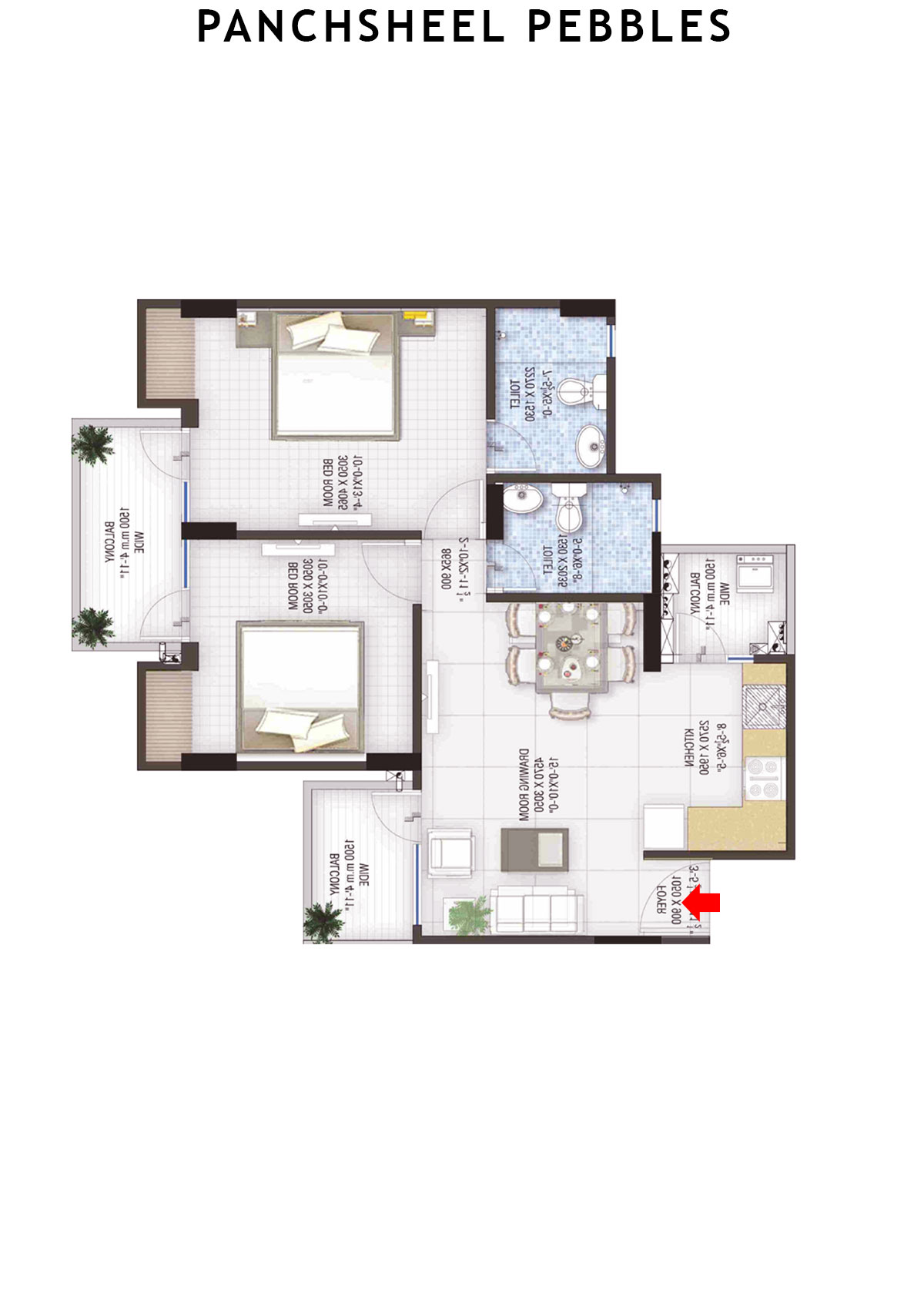 Panchsheel Pebbles Tower 2 Unit 8 Floor Plan