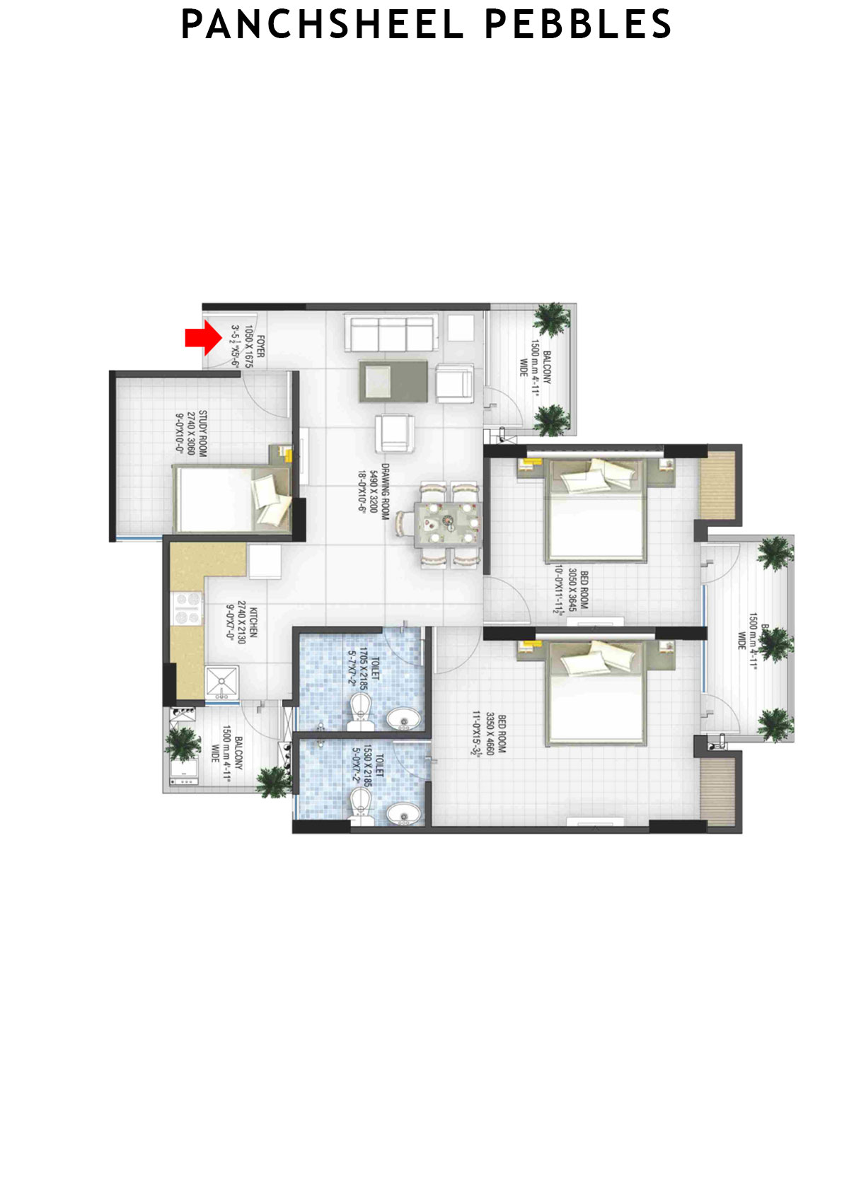 Panchsheel Pebbles Tower 3 Unit 4 Floor Plan