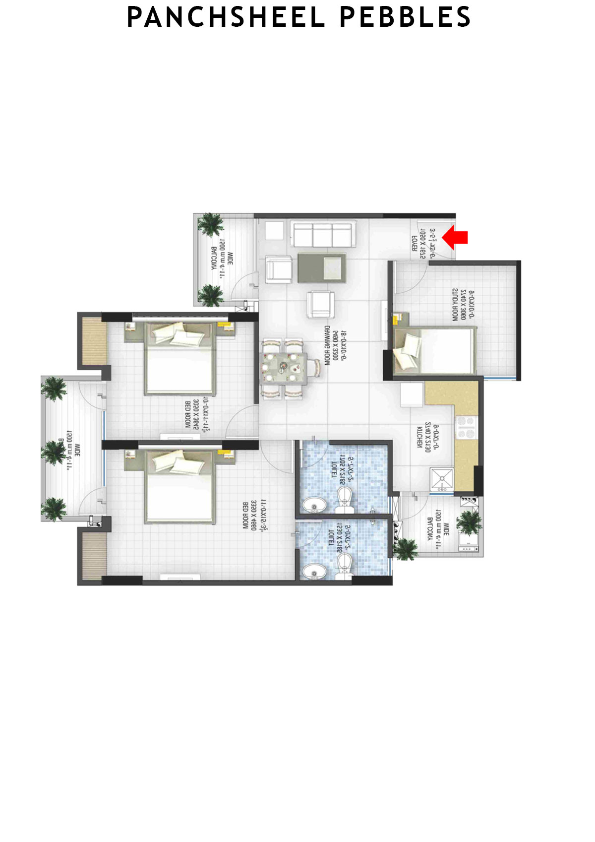 Panchsheel Pebbles Tower 3 Unit 6 Floor Plan