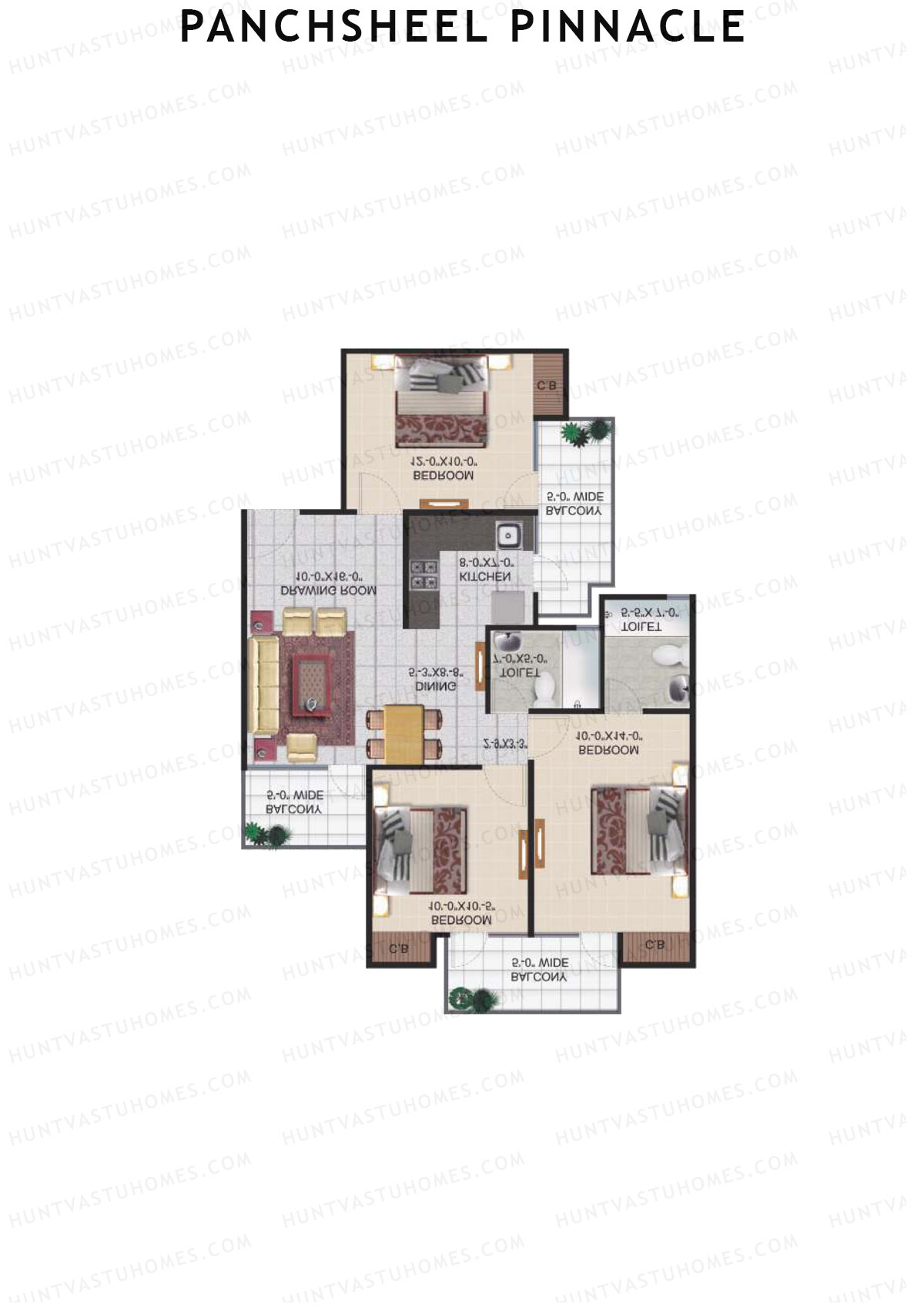 Panchsheel Pinnacle Tower F3 Unit 1 Floor Plan
