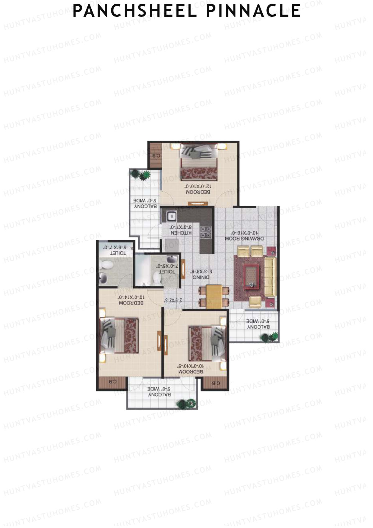 Panchsheel Pinnacle Tower F3 Unit 2 Floor Plan
