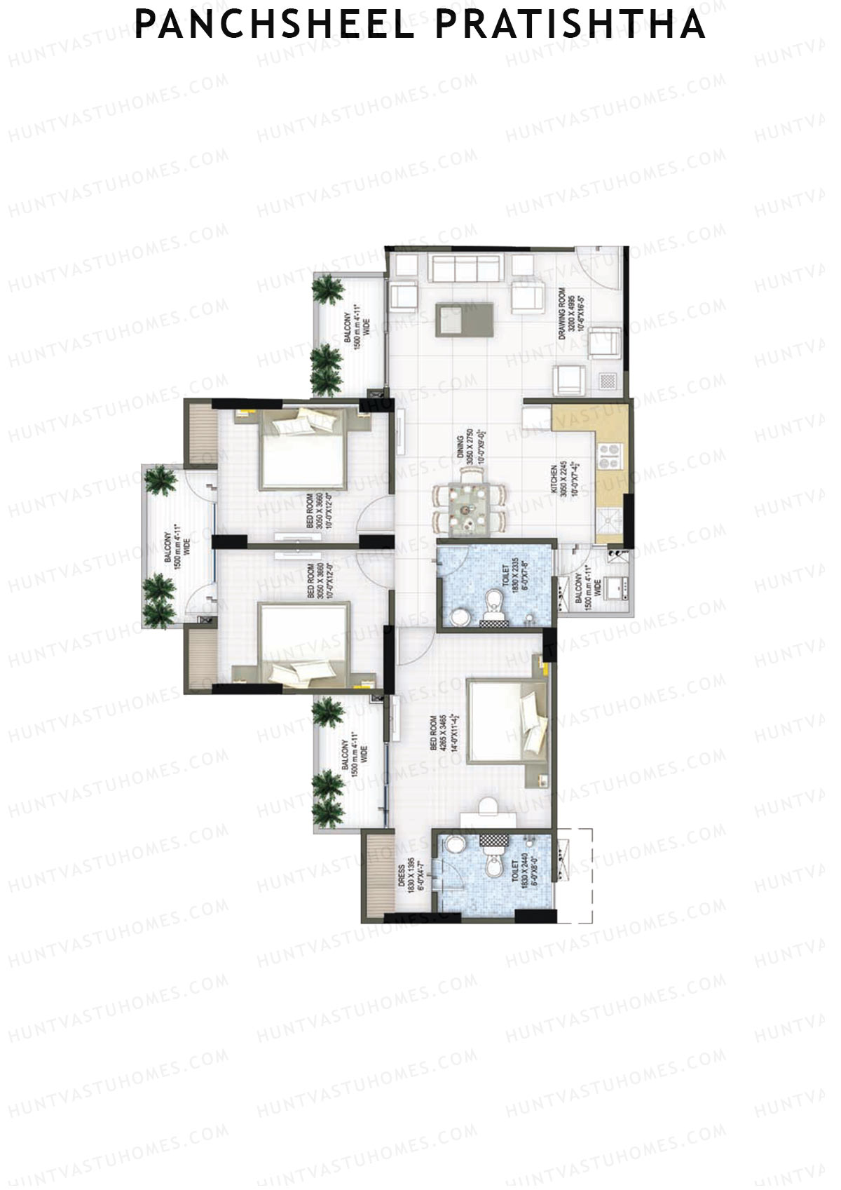Panchsheel Pratishtha Block 6 Unit 1 (Type A) Floor Plan