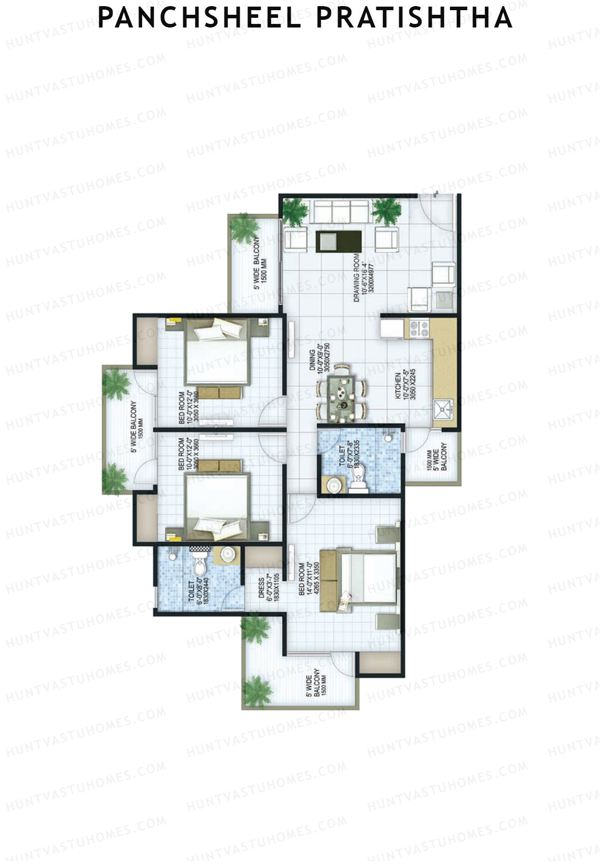 Panchsheel Pratishtha Block 8 Unit 1 (Type B) Floor Plan