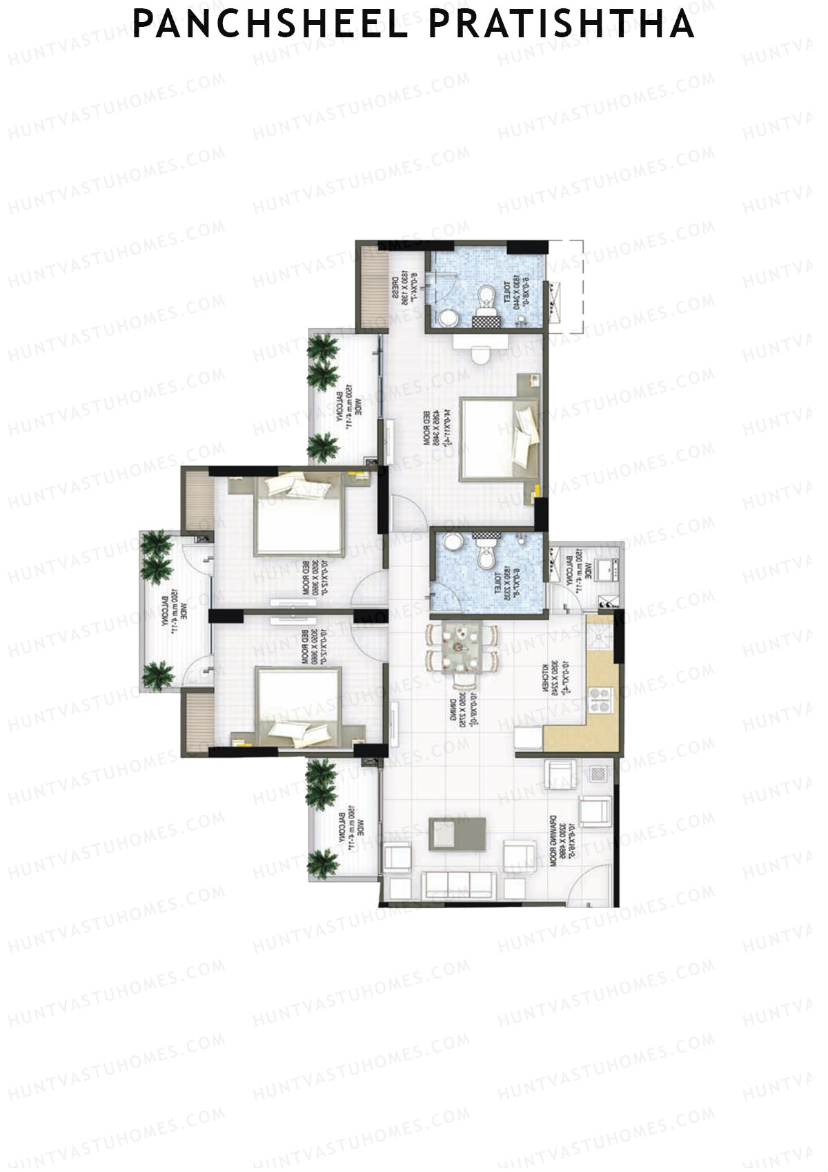 Panchsheel Pratishtha Block 8 Unit 2 (Type A) Floor Plan