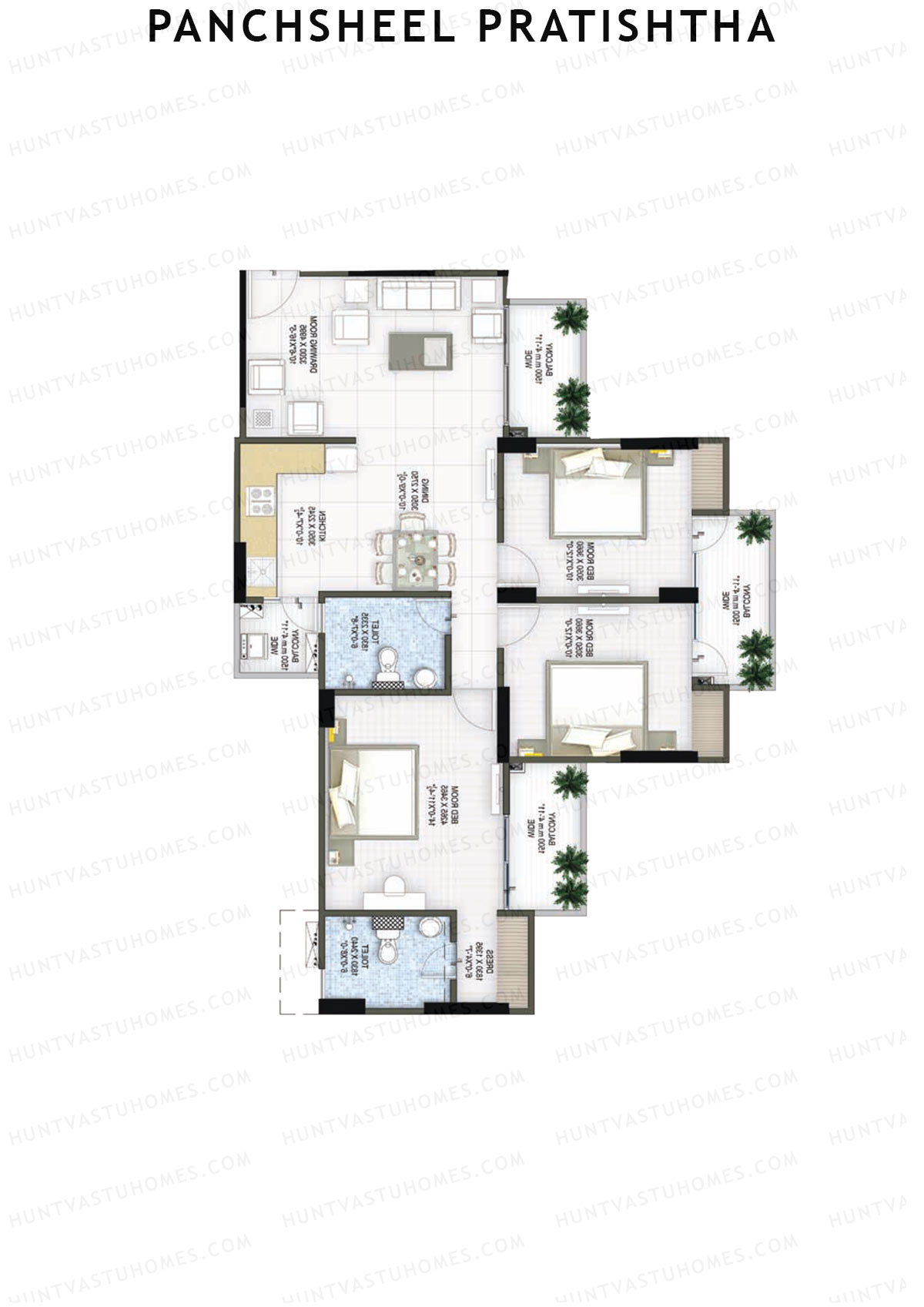 Panchsheel Pratishtha Block 8 Unit 4 (Type A) Floor Plan