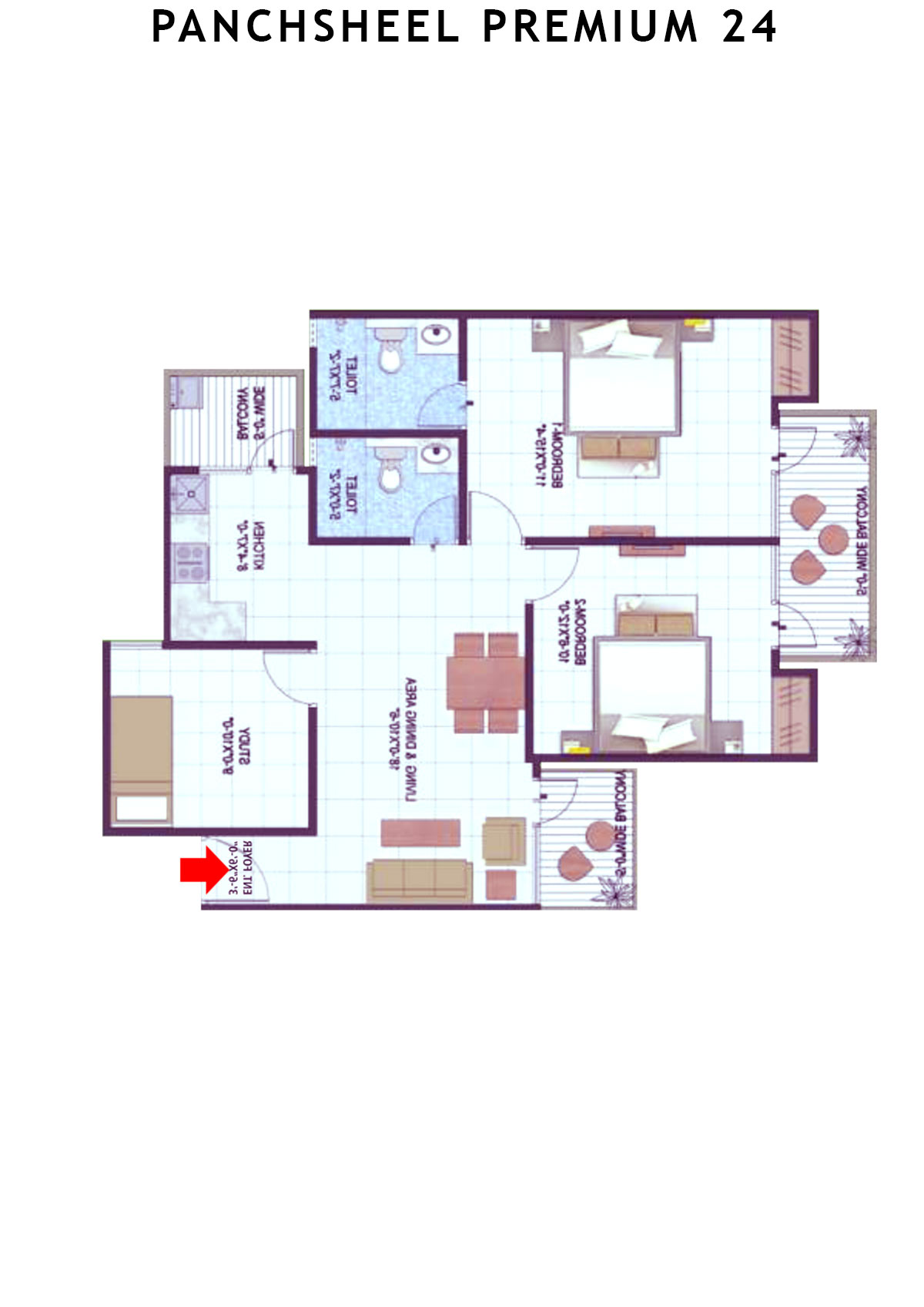 Panchsheel Premium 24 Tower A6 Unit 6 (Type MINI HIG) Floor Plan