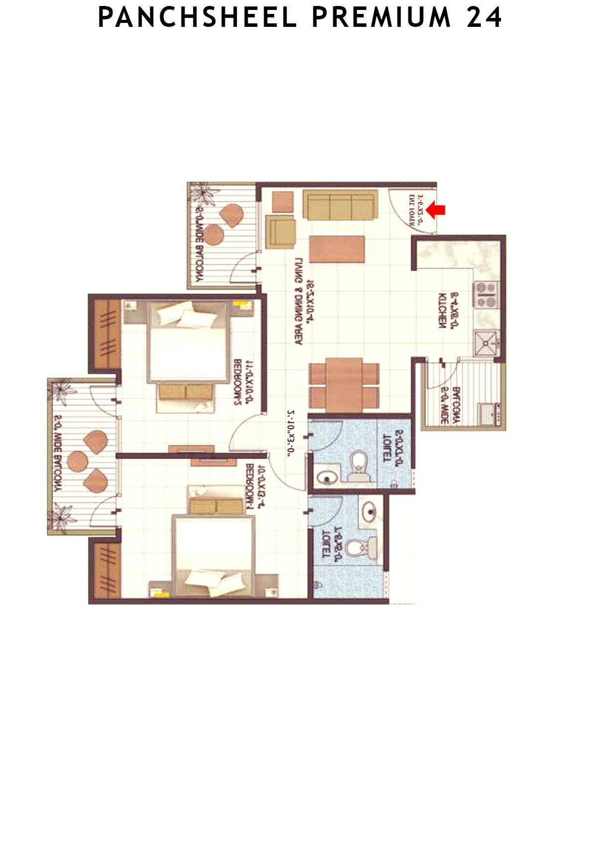 Panchsheel Premium 24 Tower A6 Unit 8 (Type MIG-I) Floor Plan