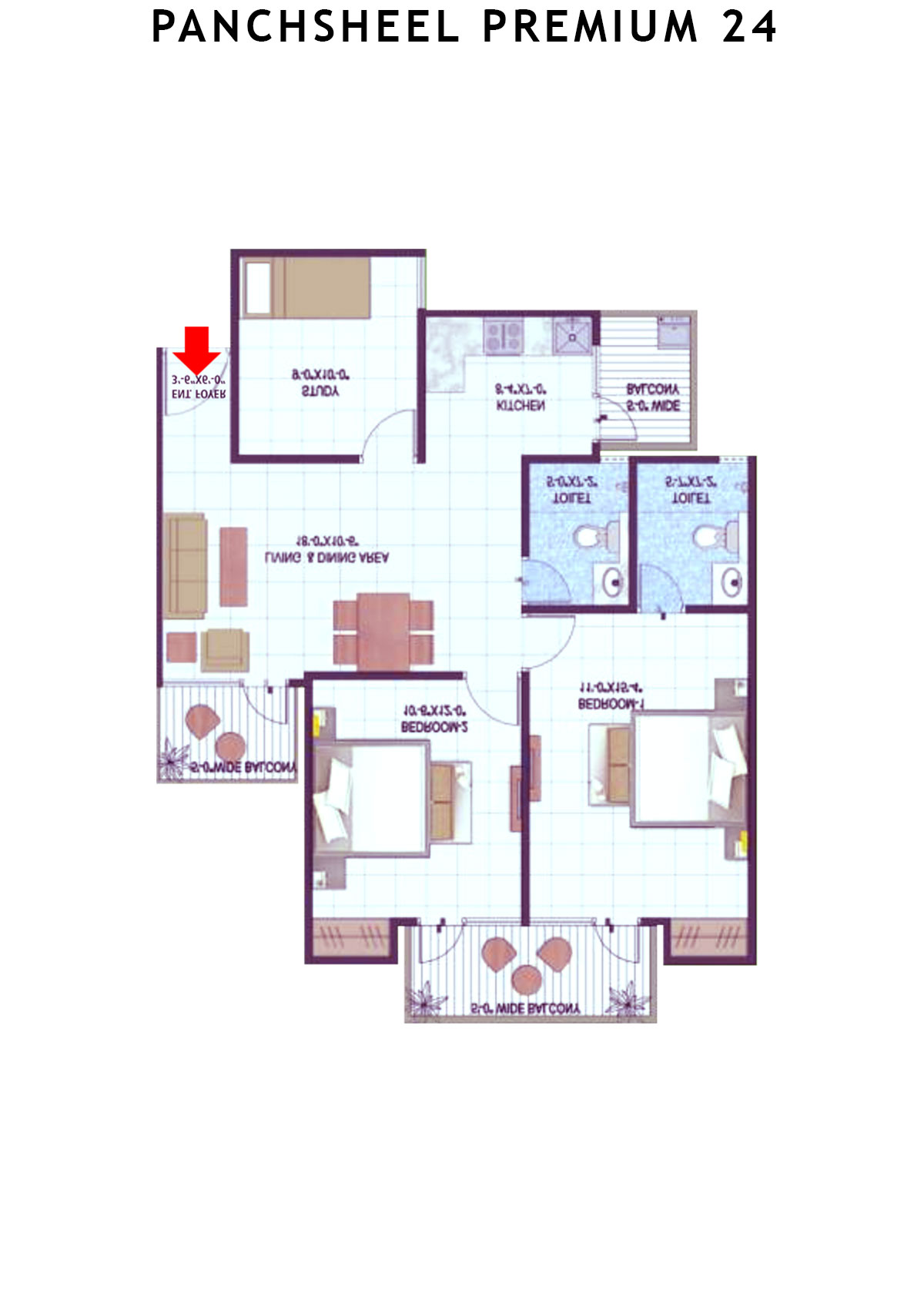 Panchsheel Premium 24 Tower A7 Unit 6 (Type MINI HIG) Floor Plan