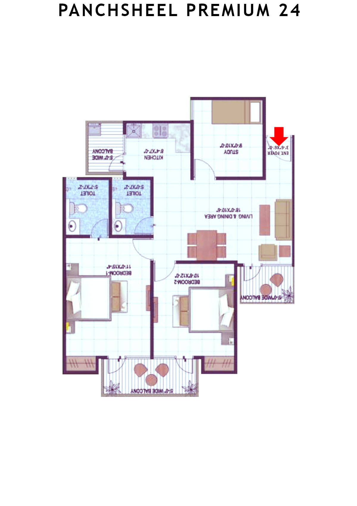 Panchsheel Premium 24 Tower A7 Unit 7 (Type MINI HIG) Floor Plan