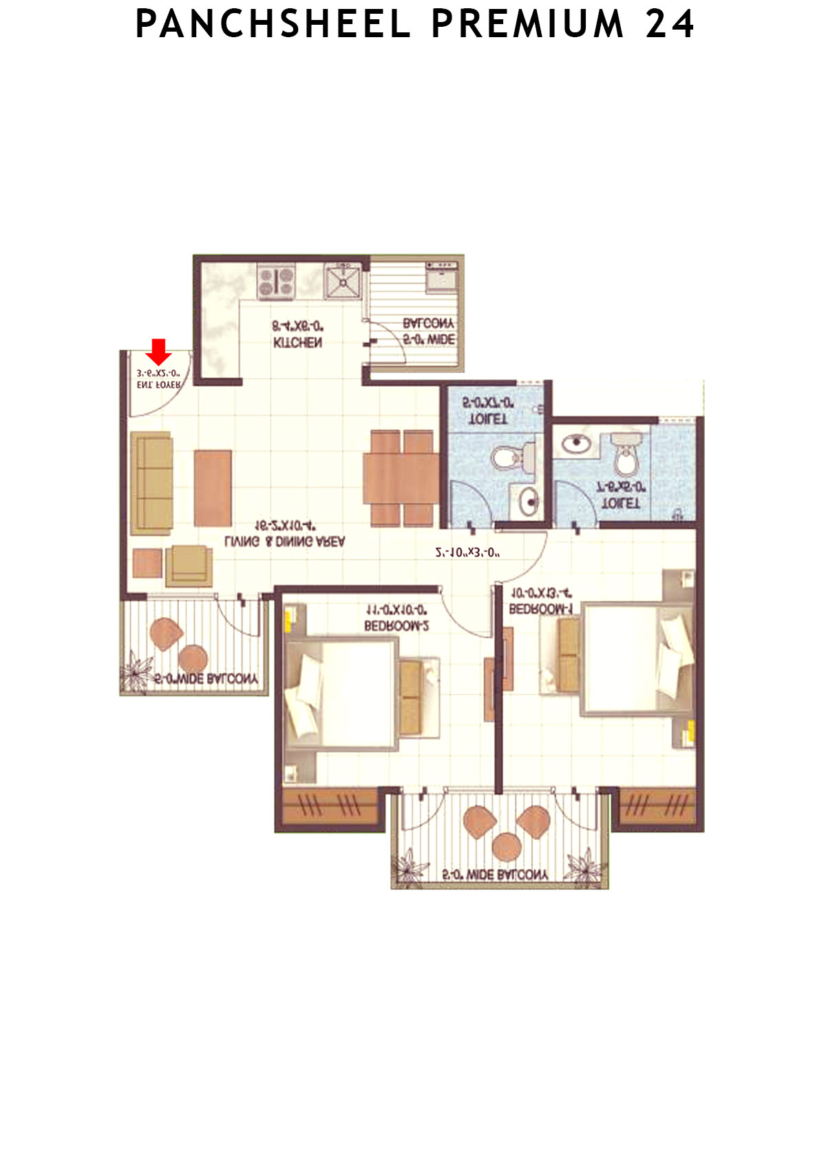 Panchsheel Premium 24 Tower I1 Unit 3 (Type MIG-I) Floor Plan