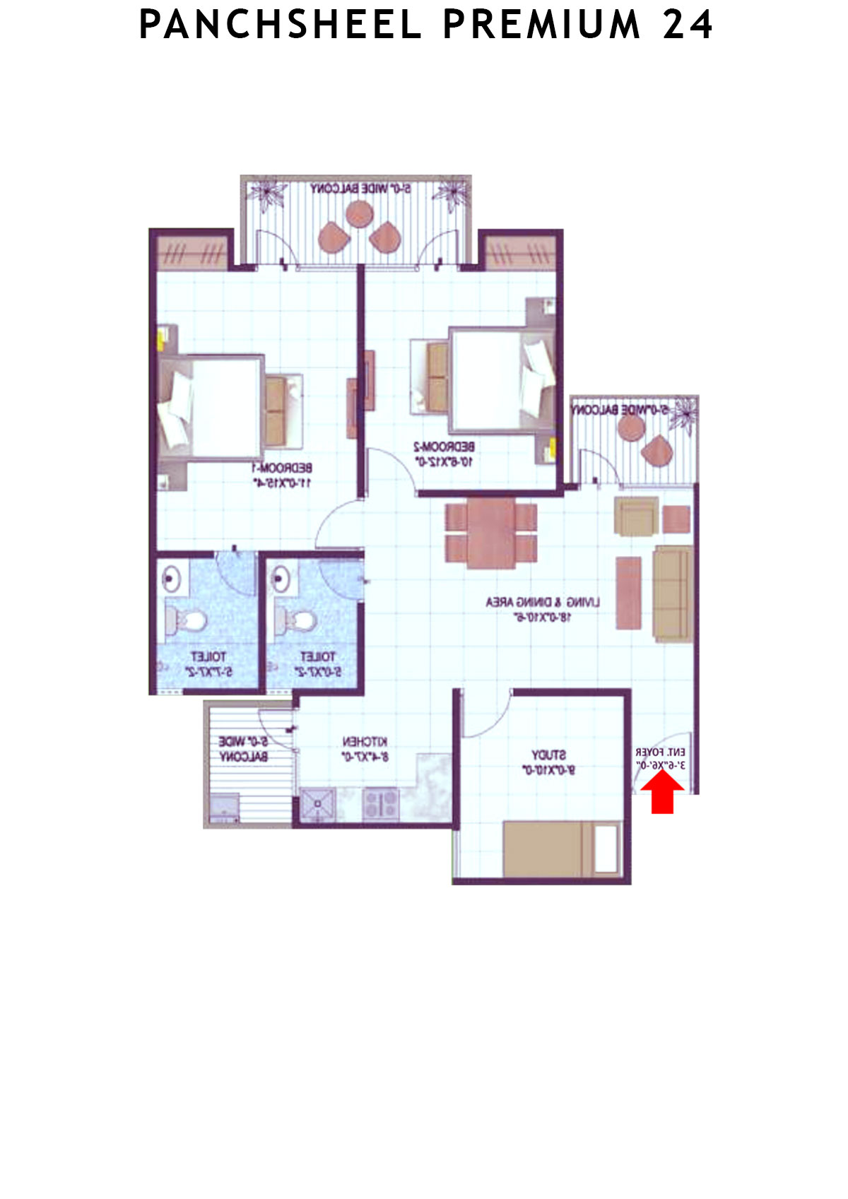 Panchsheel Premium 24 Tower I1 Unit 7 (Type MINI HIG) Floor Plan