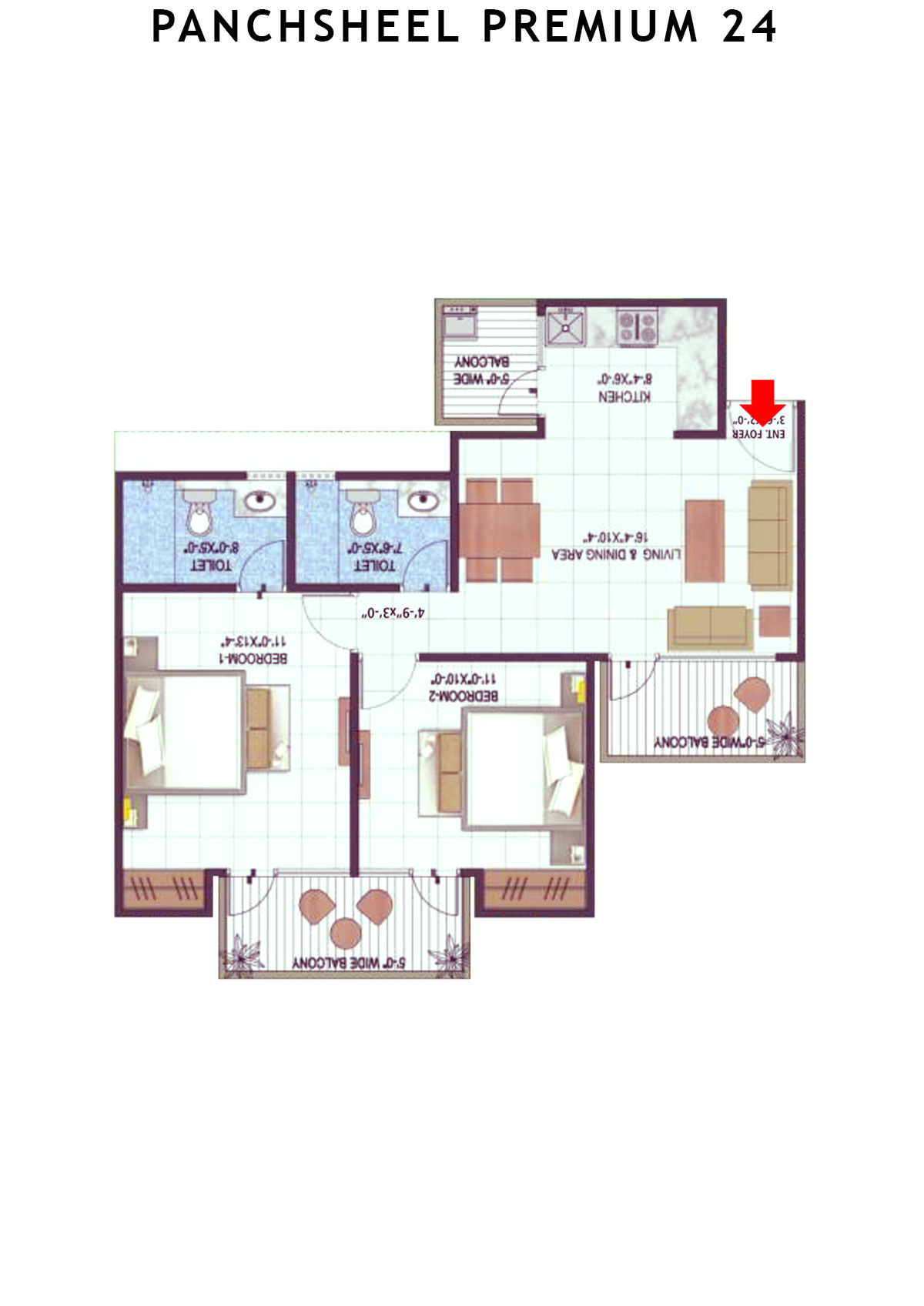 Panchsheel Premium 24 Tower I1 Unit 8 (Type MIG-II) Floor Plan