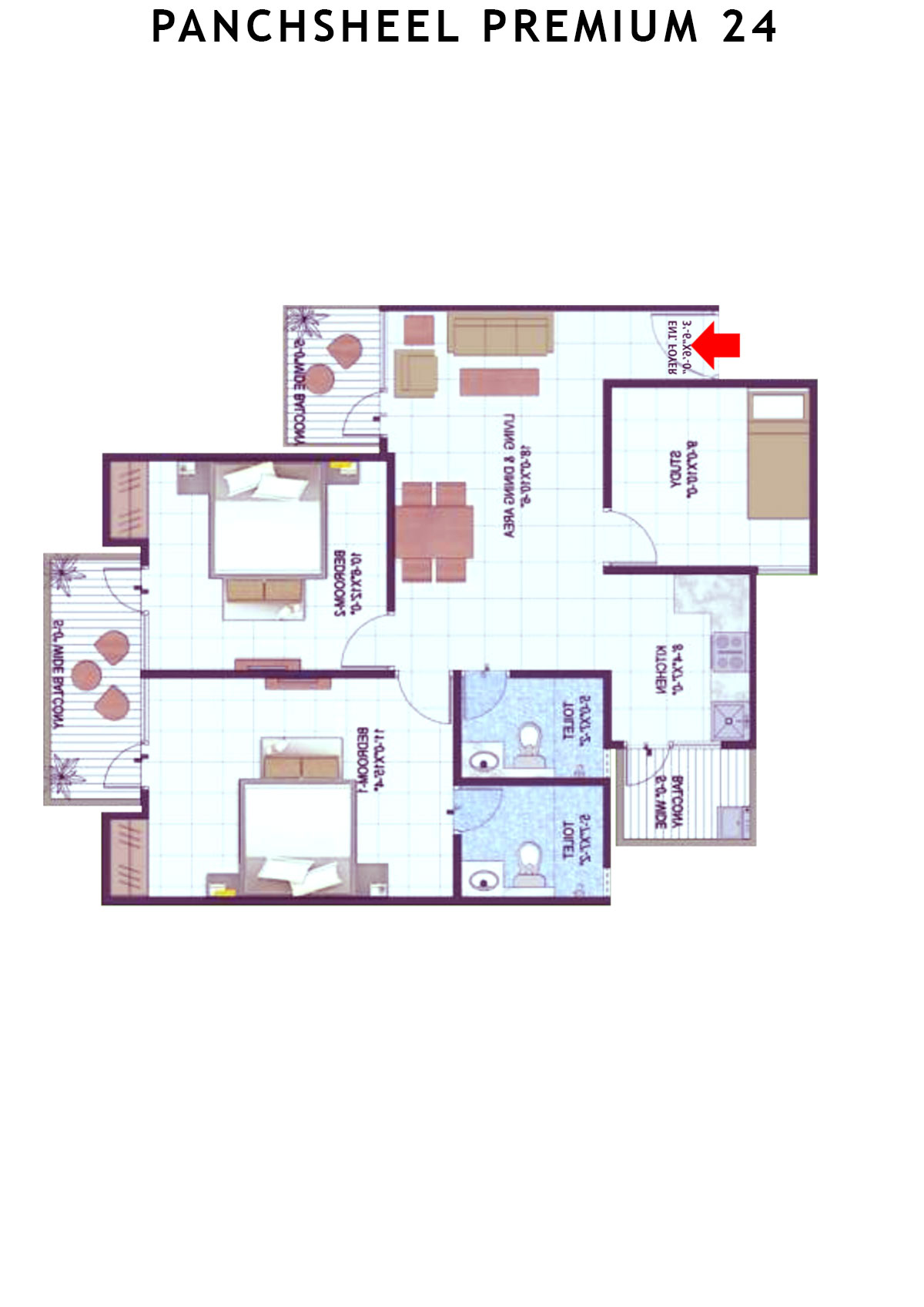Panchsheel Premium 24 Tower T3 Unit 7 (Type MINI HIG) Floor Plan