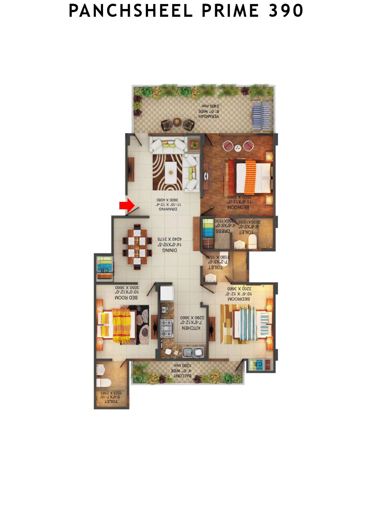 Panchsheel Prime 390 Block 26 Unit 1 Floor Plan