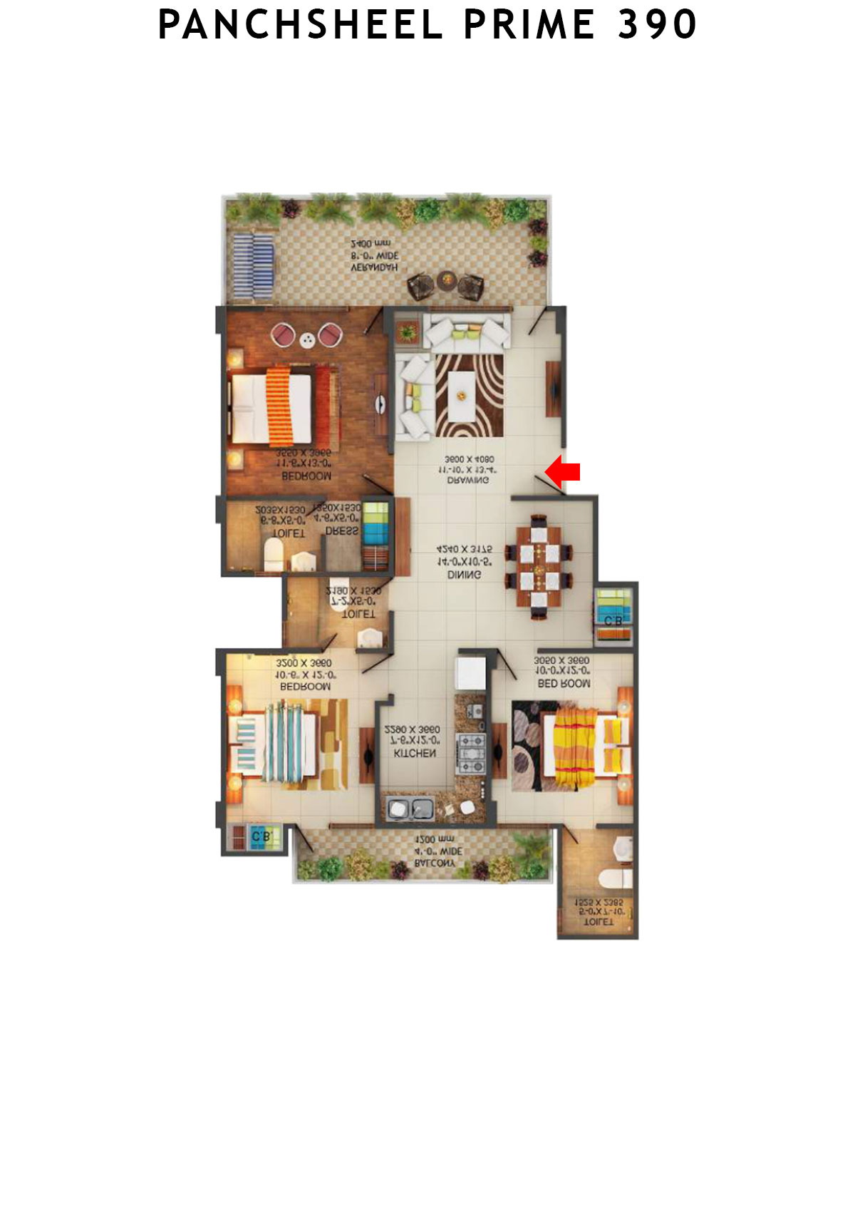 Panchsheel Prime 390 Block 26 Unit 2 Floor Plan