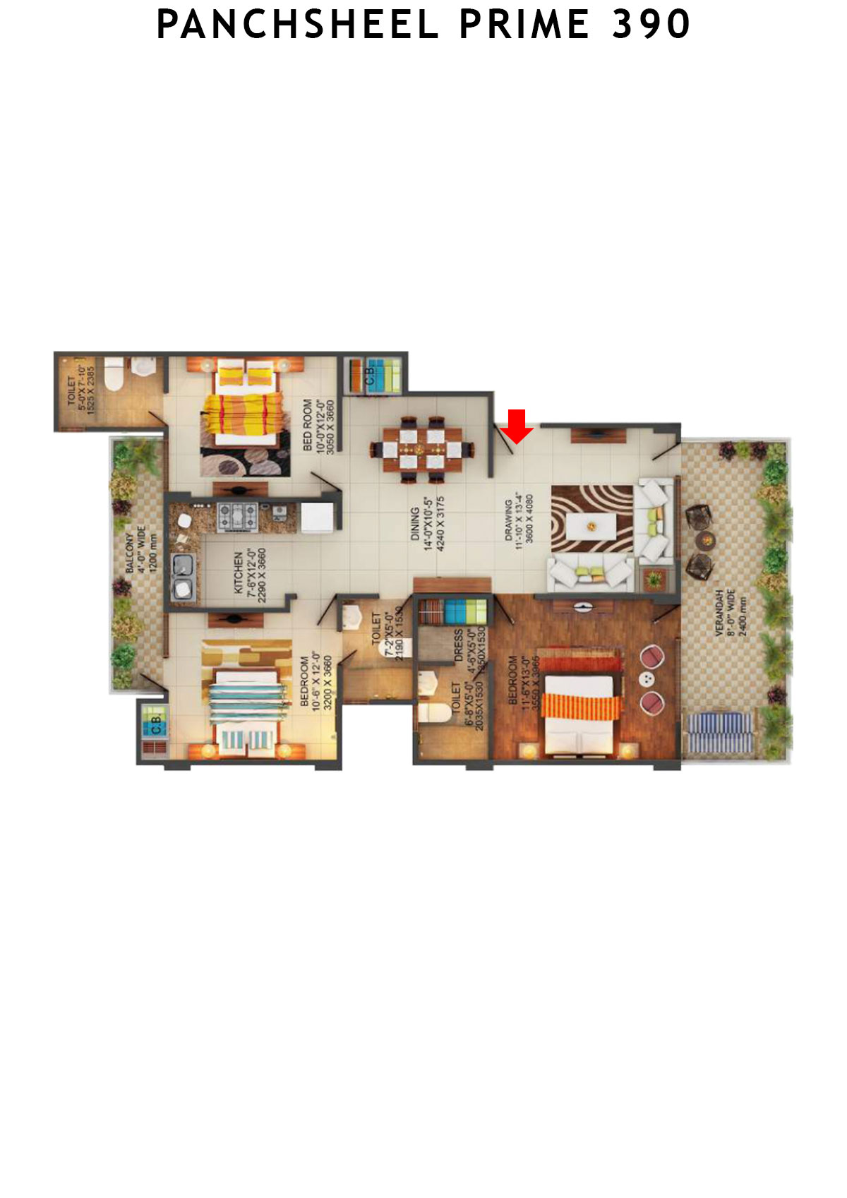 Panchsheel Prime 390 Block 33 Unit 2 Floor Plan