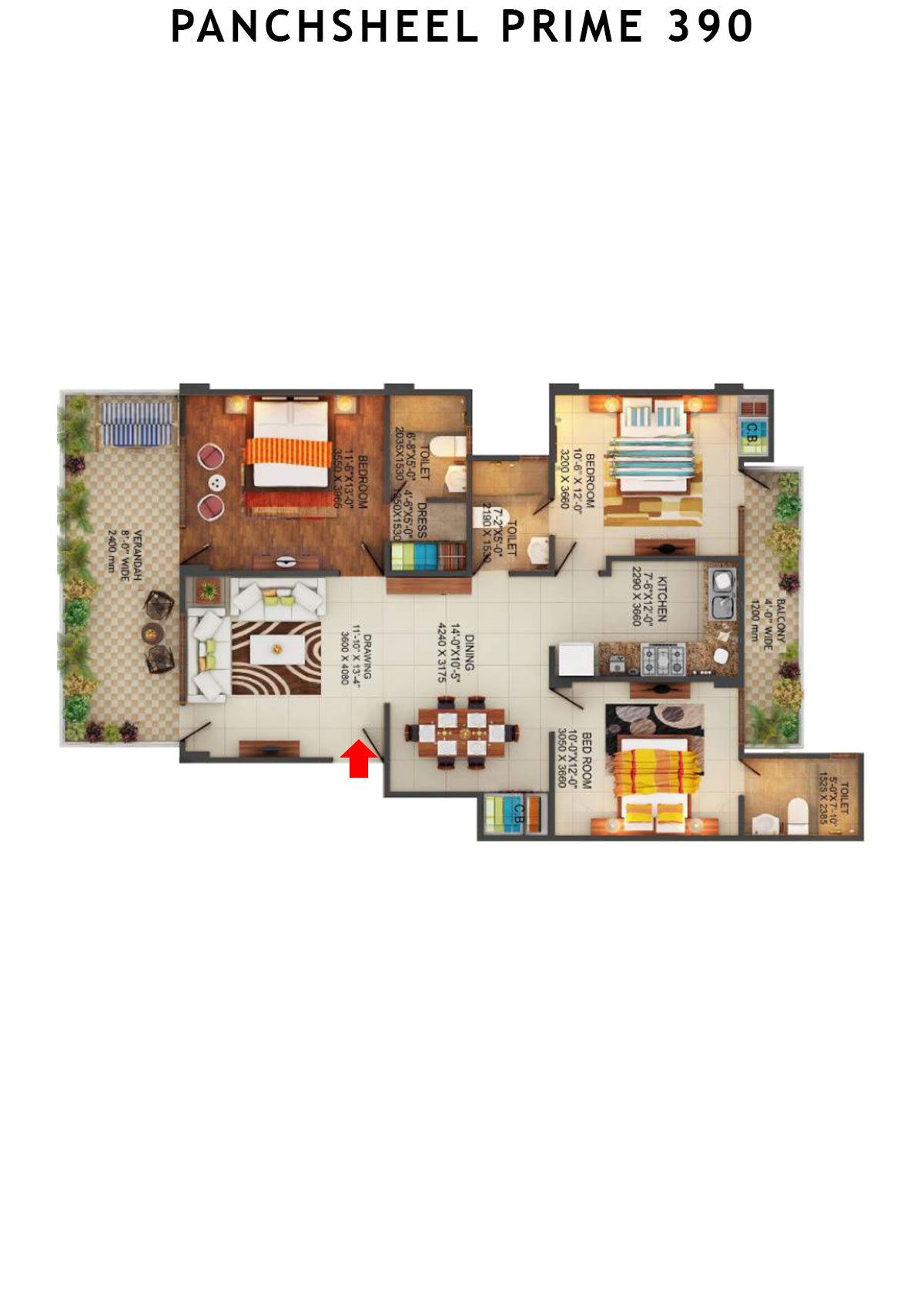 Panchsheel Prime 390 Block 37 Unit 1 Floor Plan