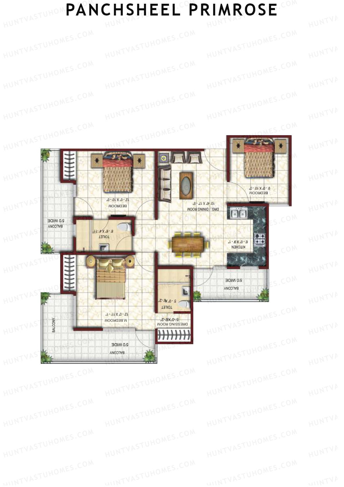Panchsheel Primrose Tower 10 Unit 12 Floor Plan