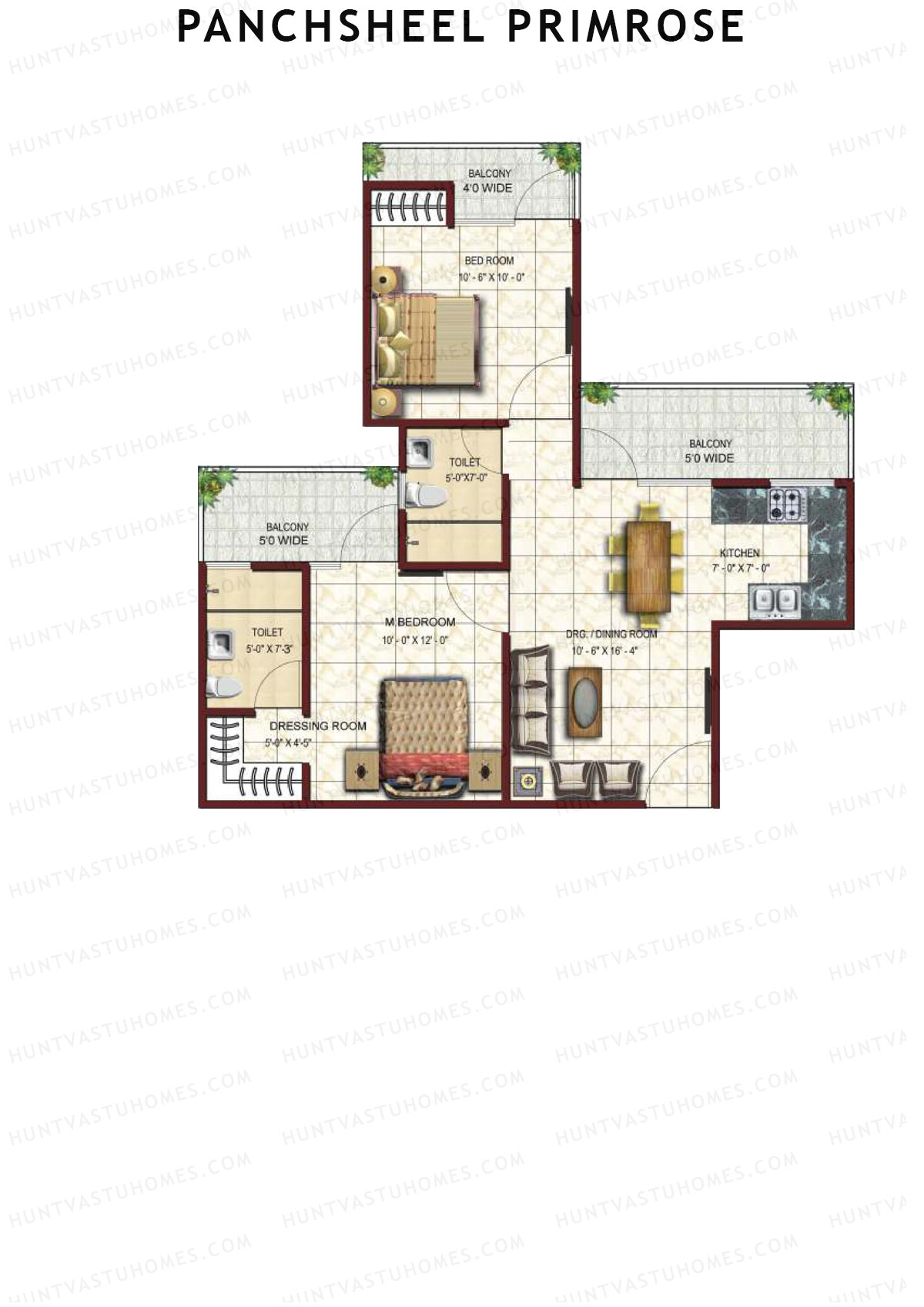 Panchsheel Primrose Tower 10 Unit 3 Floor Plan
