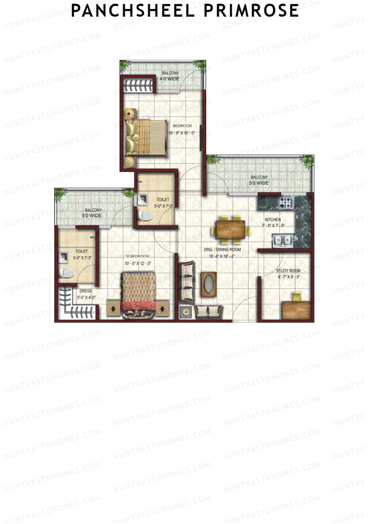 Panchsheel Primrose Tower 10 Unit 5 Floor Plan