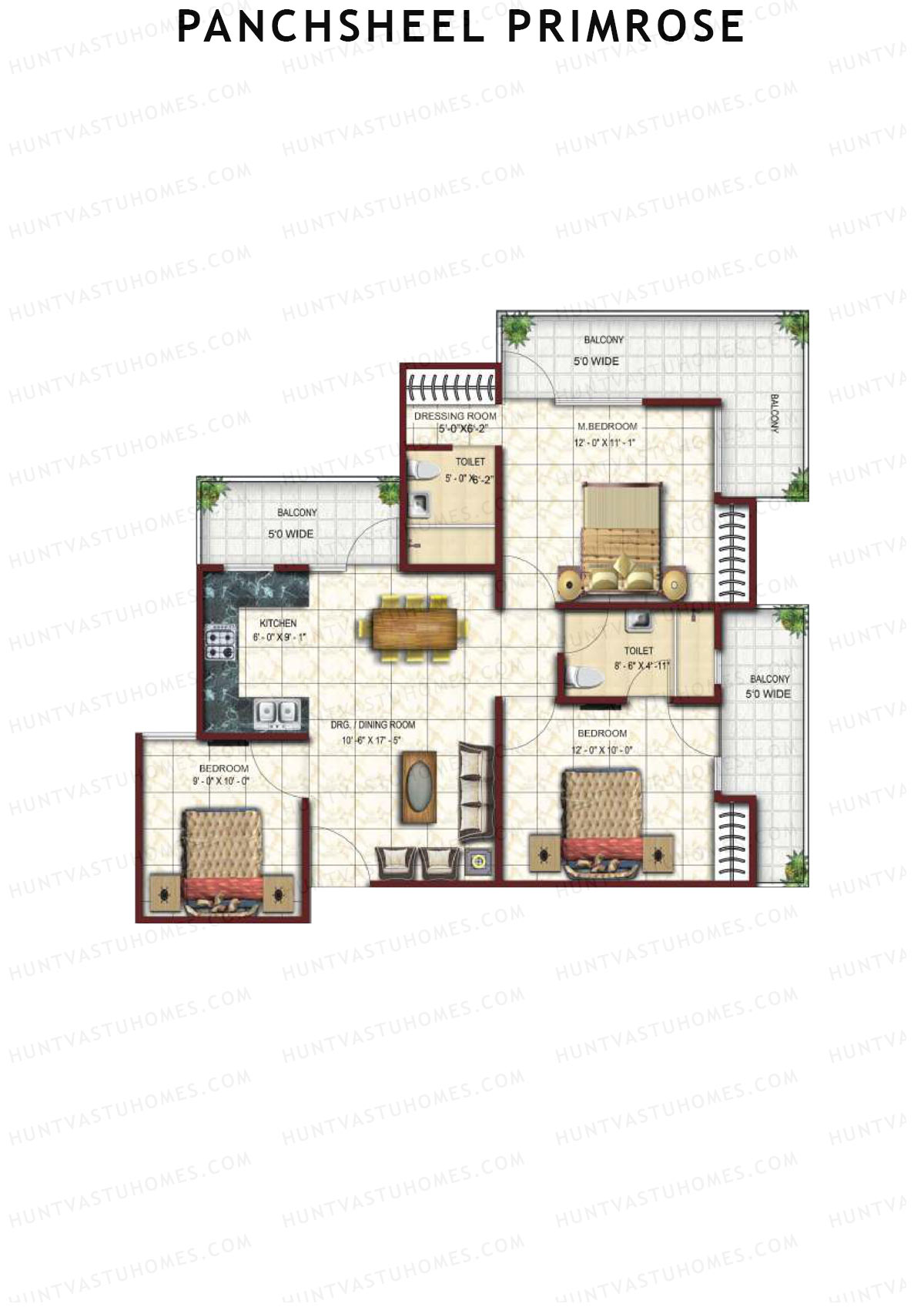 Panchsheel Primrose Tower 10 Unit 6 Floor Plan