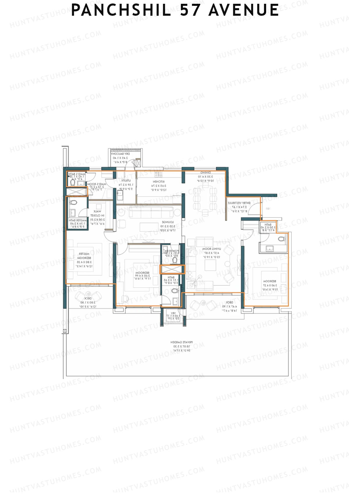 Panchshil 57 Avenue, Tower A, Unit 2, 3BHK, Carpet Area 1803   sq ft 