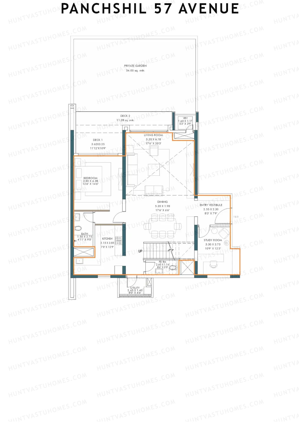 Panchshil 57 Avenue, Tower A, Unit 3 (Type DU), 3BHK, Carpet Area 1196   sq ft 