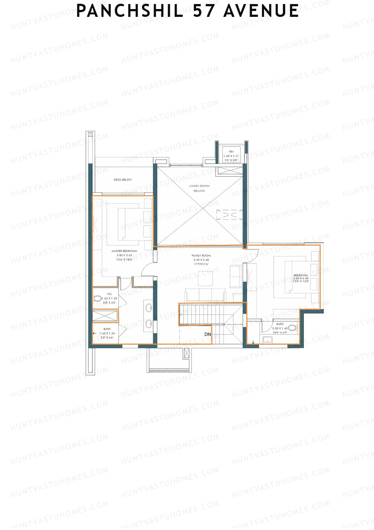 Panchshil 57 Avenue, Tower A, Unit 3 (Type DU), 3BHK, Carpet Area 1196   sq ft 