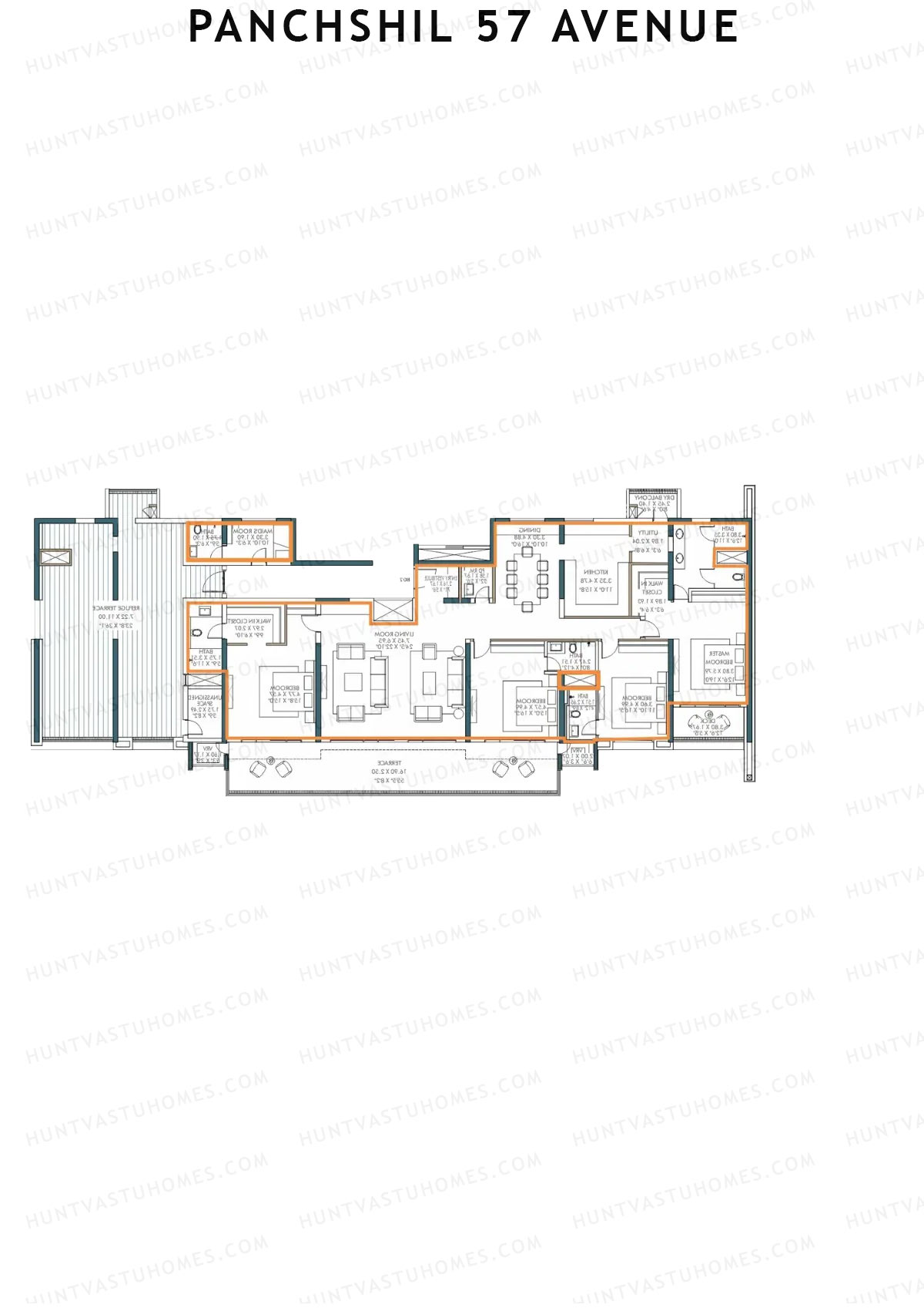 Panchshil 57 Avenue, Tower C, Unit 1, 4BHK, Carpet Area 2701   sq ft 