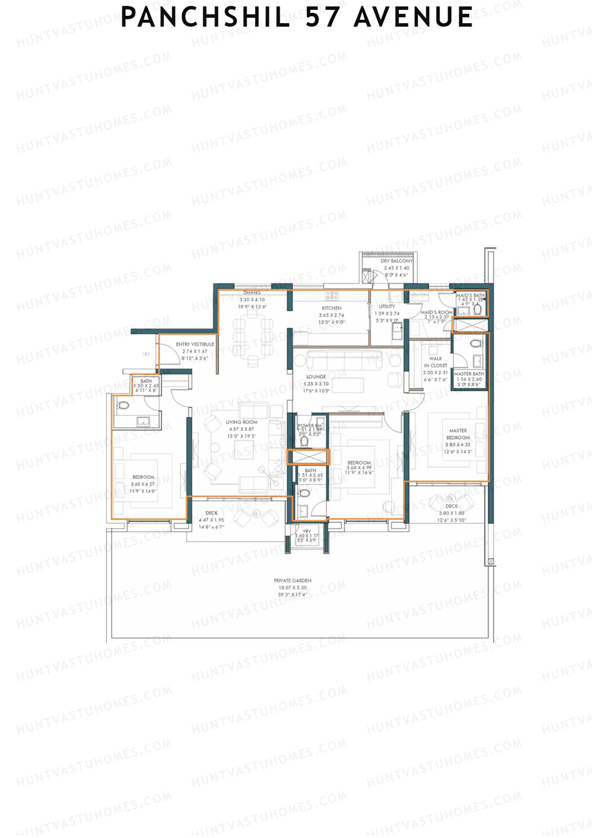 Panchshil 57 Avenue, Tower D, Unit 1, 3BHK, Carpet Area 1803   sq ft 