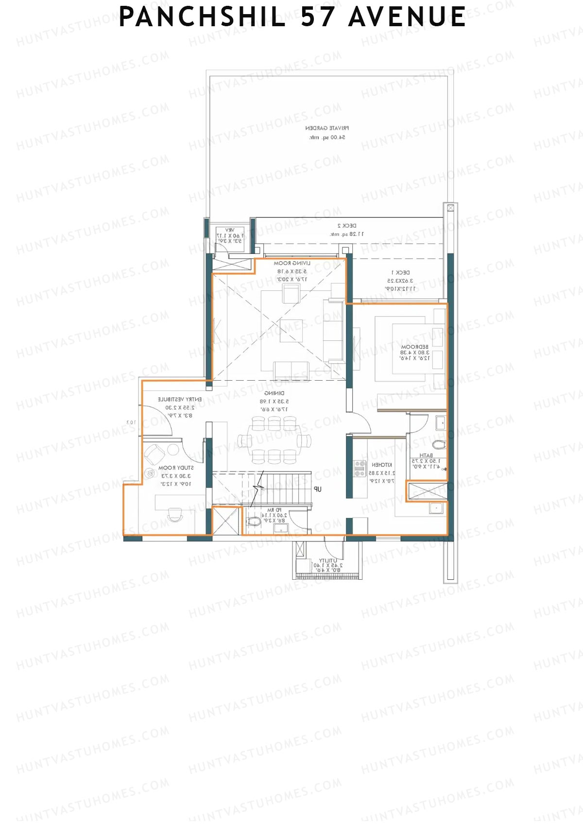 Panchshil 57 Avenue, Tower D, Unit 4 (Type DU), 3BHK, Carpet Area 1196   sq ft 