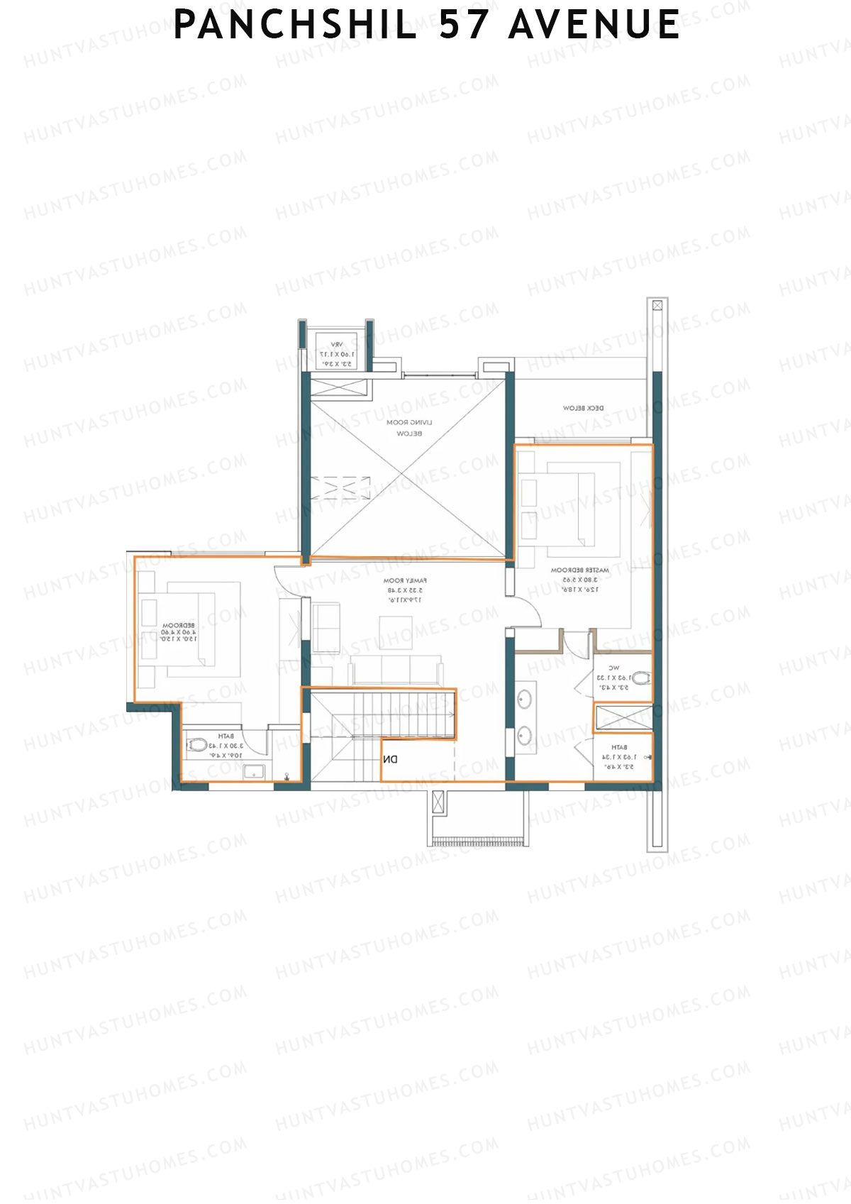 Panchshil 57 Avenue, Tower D, Unit 4 (Type DU), 3BHK, Carpet Area 1196   sq ft 