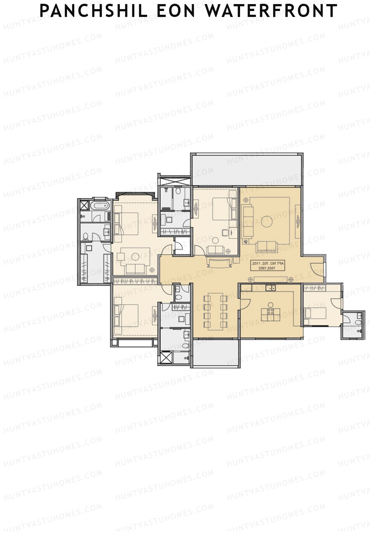 Panchshil Eon Waterfront Tower D Unit 1 Floor Plan