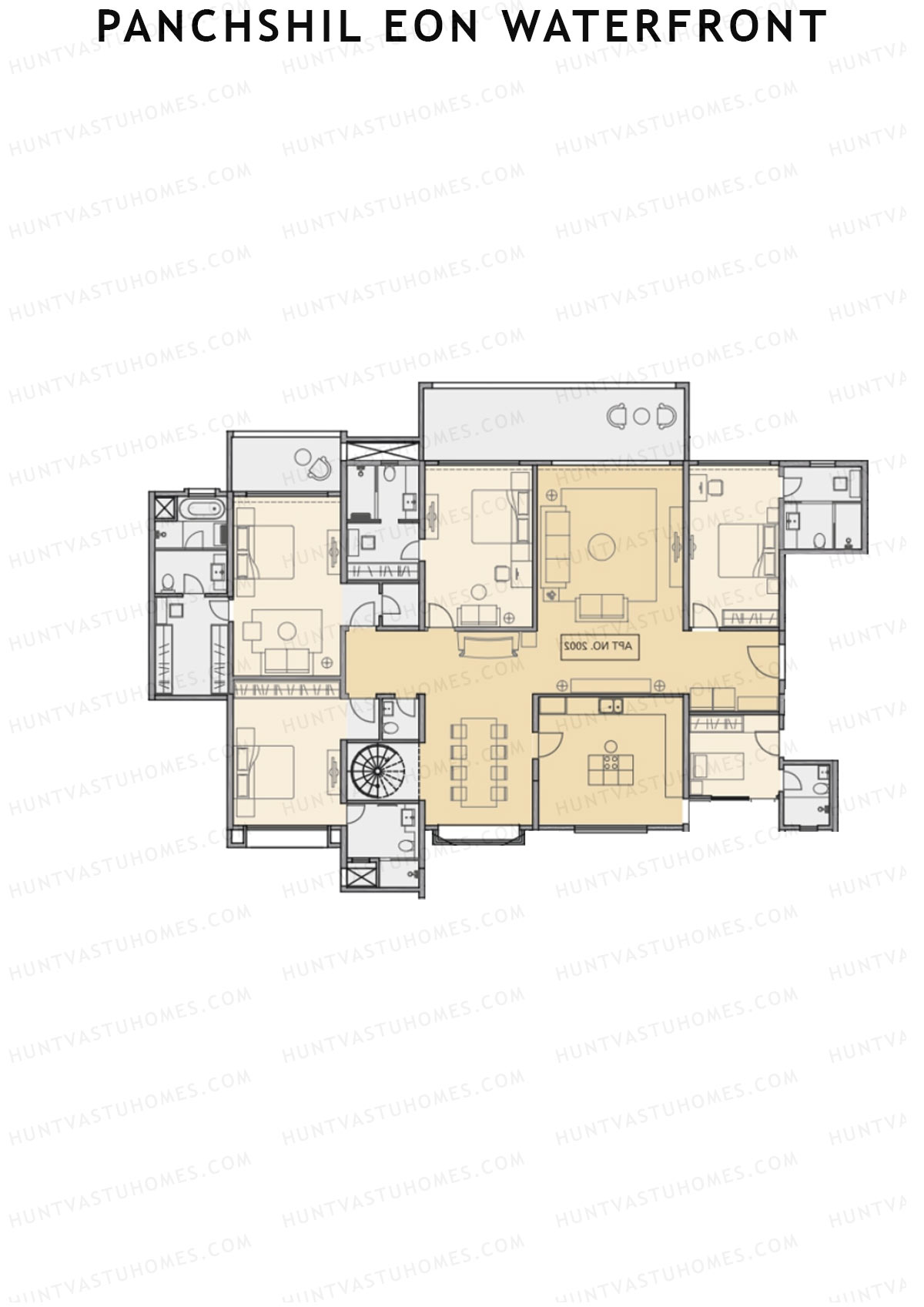 Panchshil Eon Waterfront Tower D Unit 1 Type PH LW(Penthouse) Floor Plan
