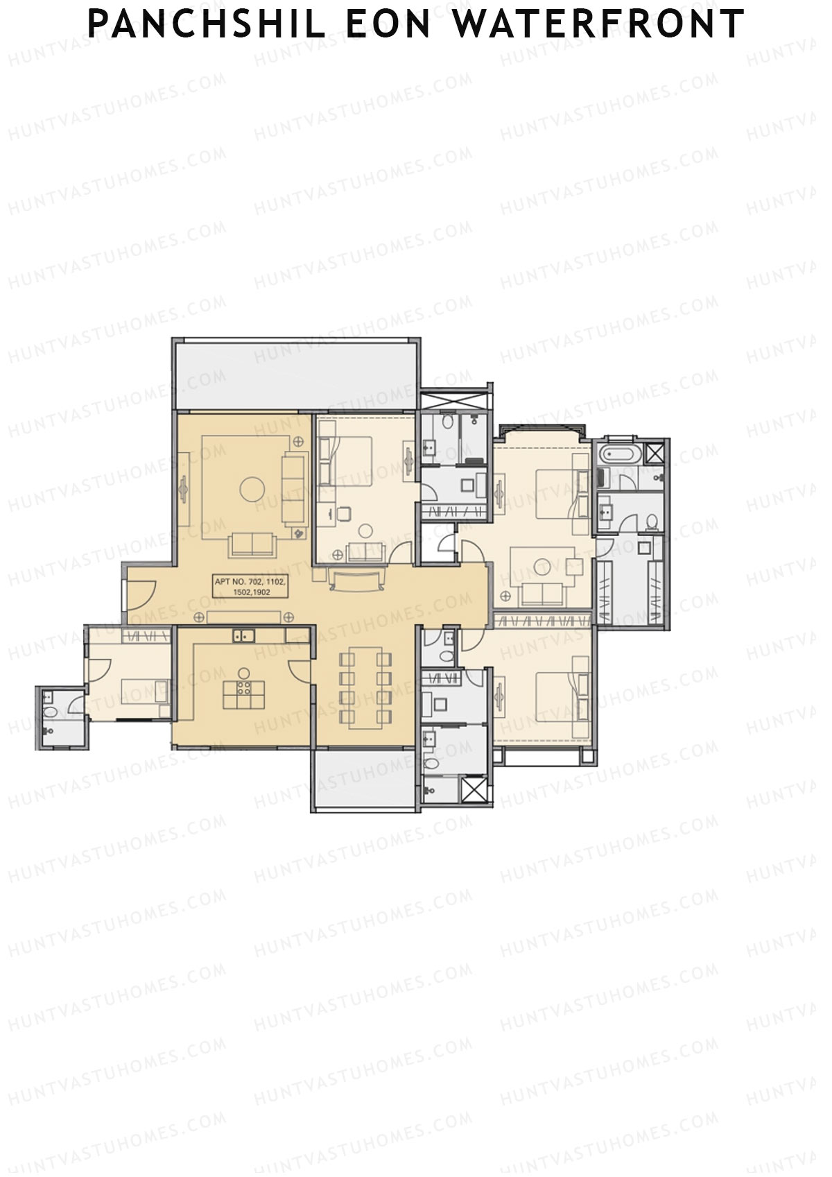 Panchshil Eon Waterfront Tower D Unit 2 Floor Plan