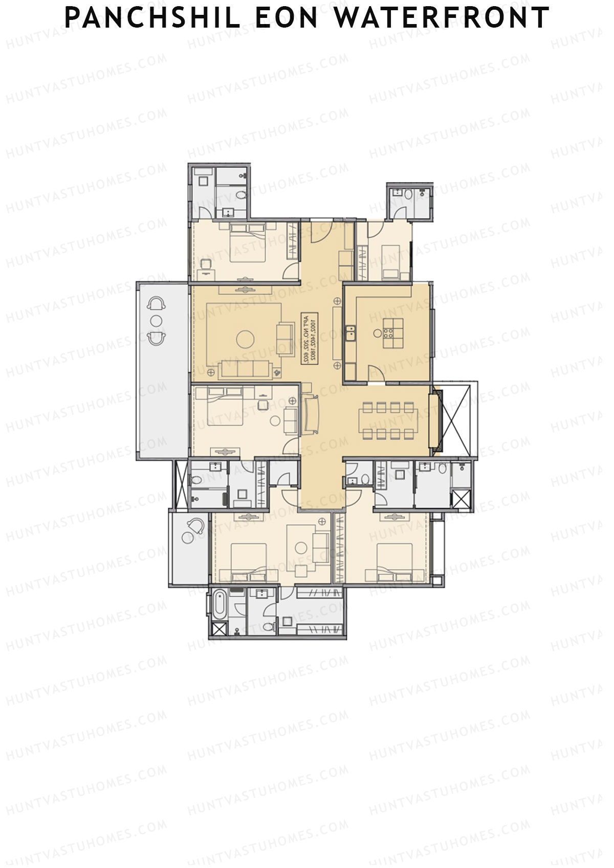 Panchshil Eon Waterfront Tower E Unit 1 Floor Plan