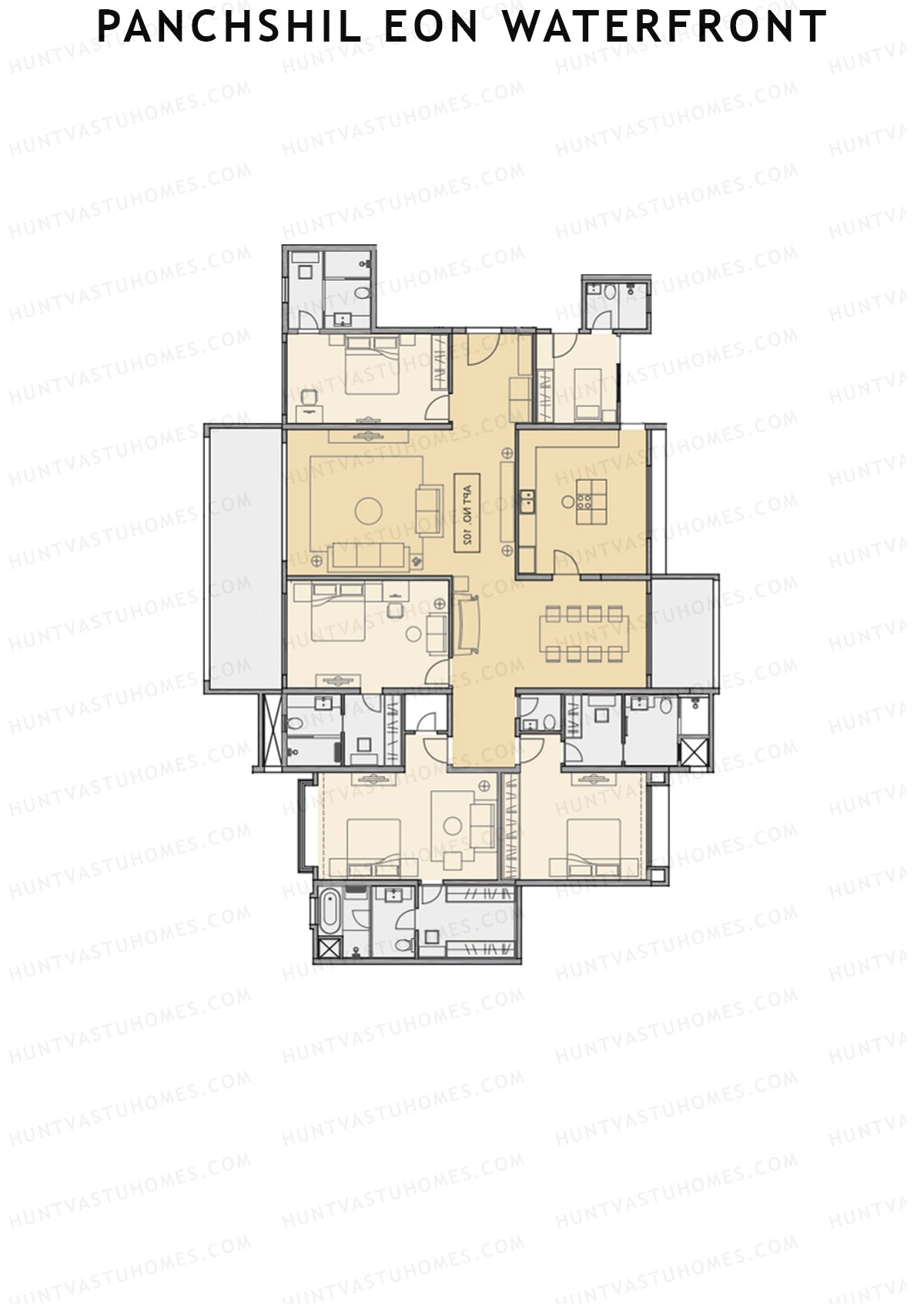 Panchshil Eon Waterfront Tower E Unit 1 Floor Plan