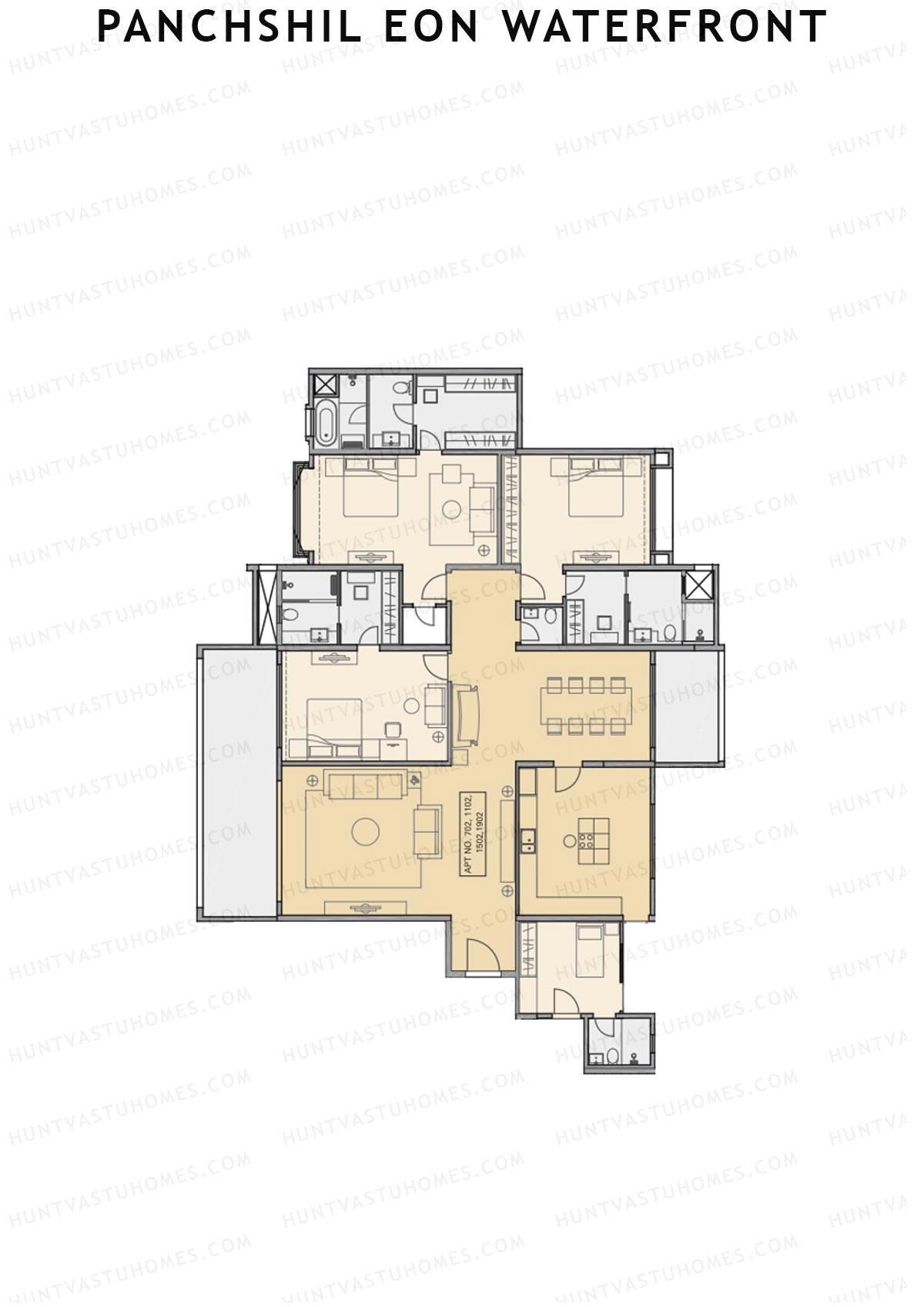 Panchshil Eon Waterfront Tower E Unit 2 Floor Plan