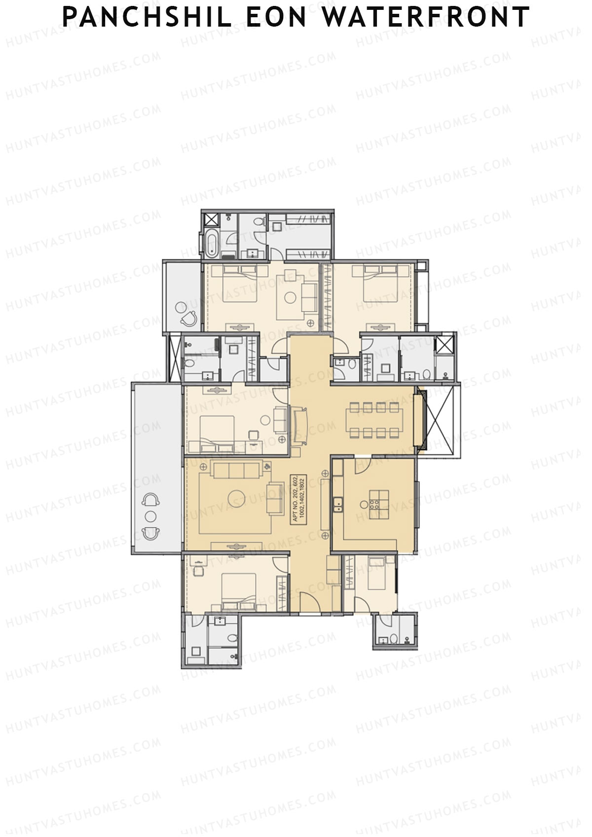 Panchshil Eon Waterfront Tower E Unit 2 Floor Plan