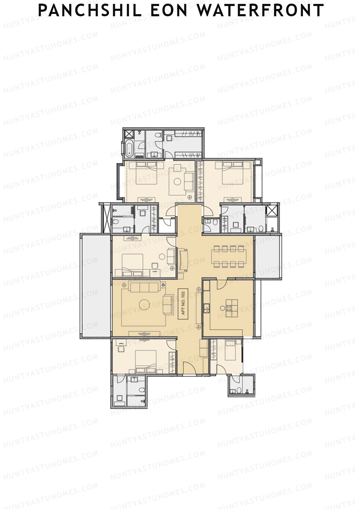 Panchshil Eon Waterfront Tower E Unit 2 Floor Plan