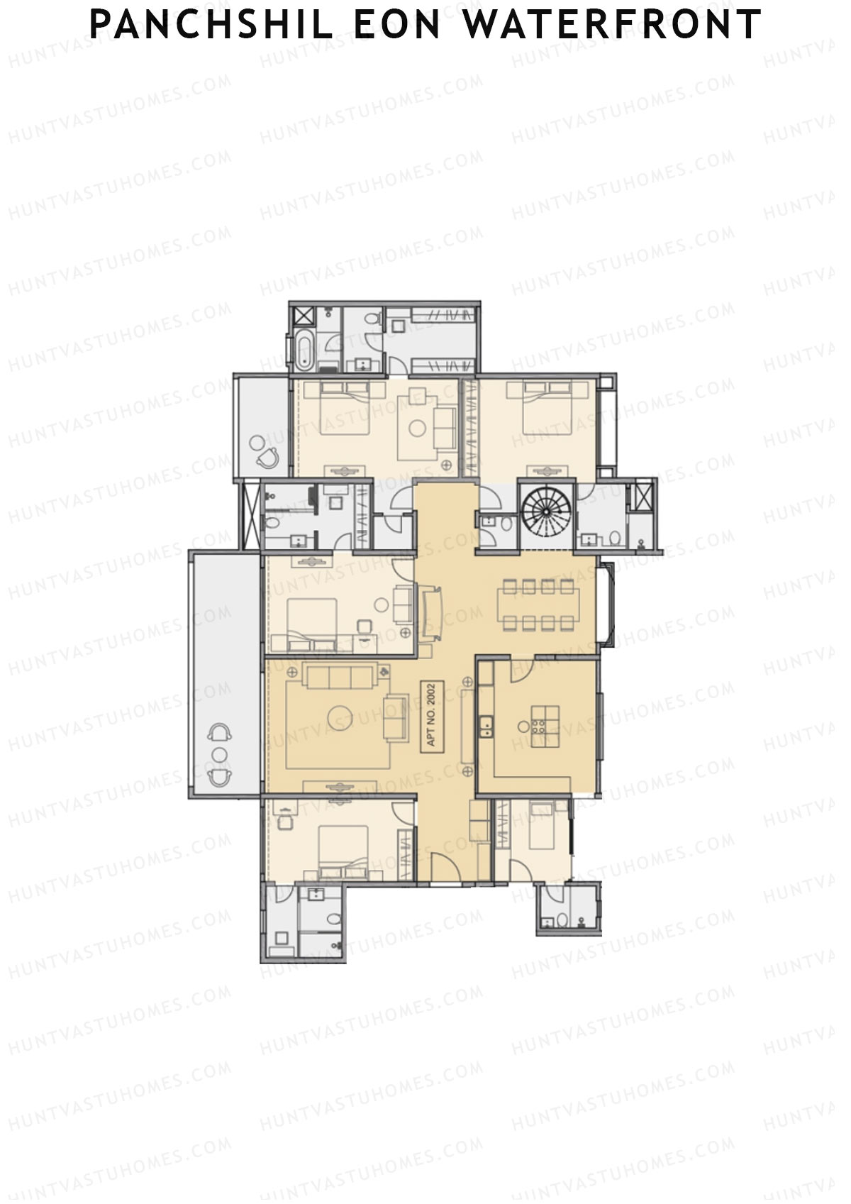 Panchshil Eon Waterfront Tower E Unit 2 Type PH LW(Penthouse) Floor Plan
