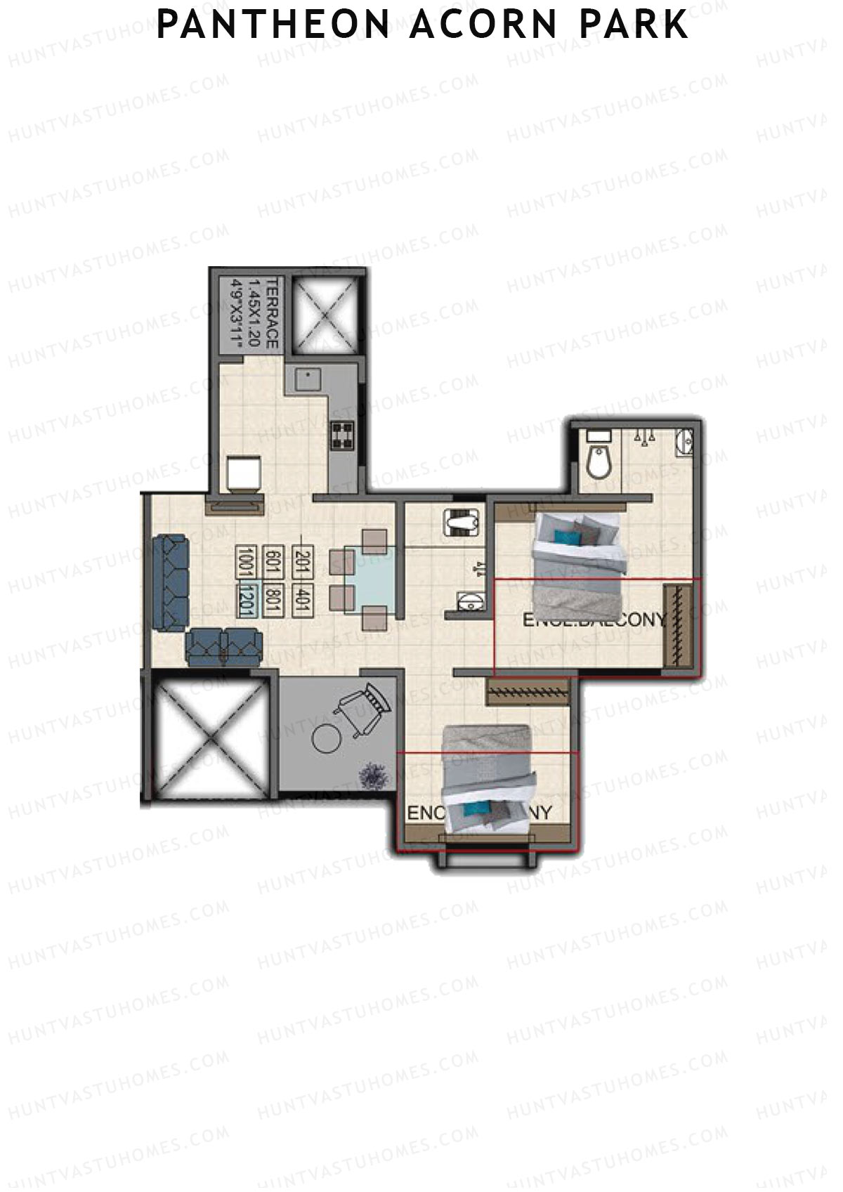 Pantheon Acorn Park Wing B Unit 1 Floor Plan