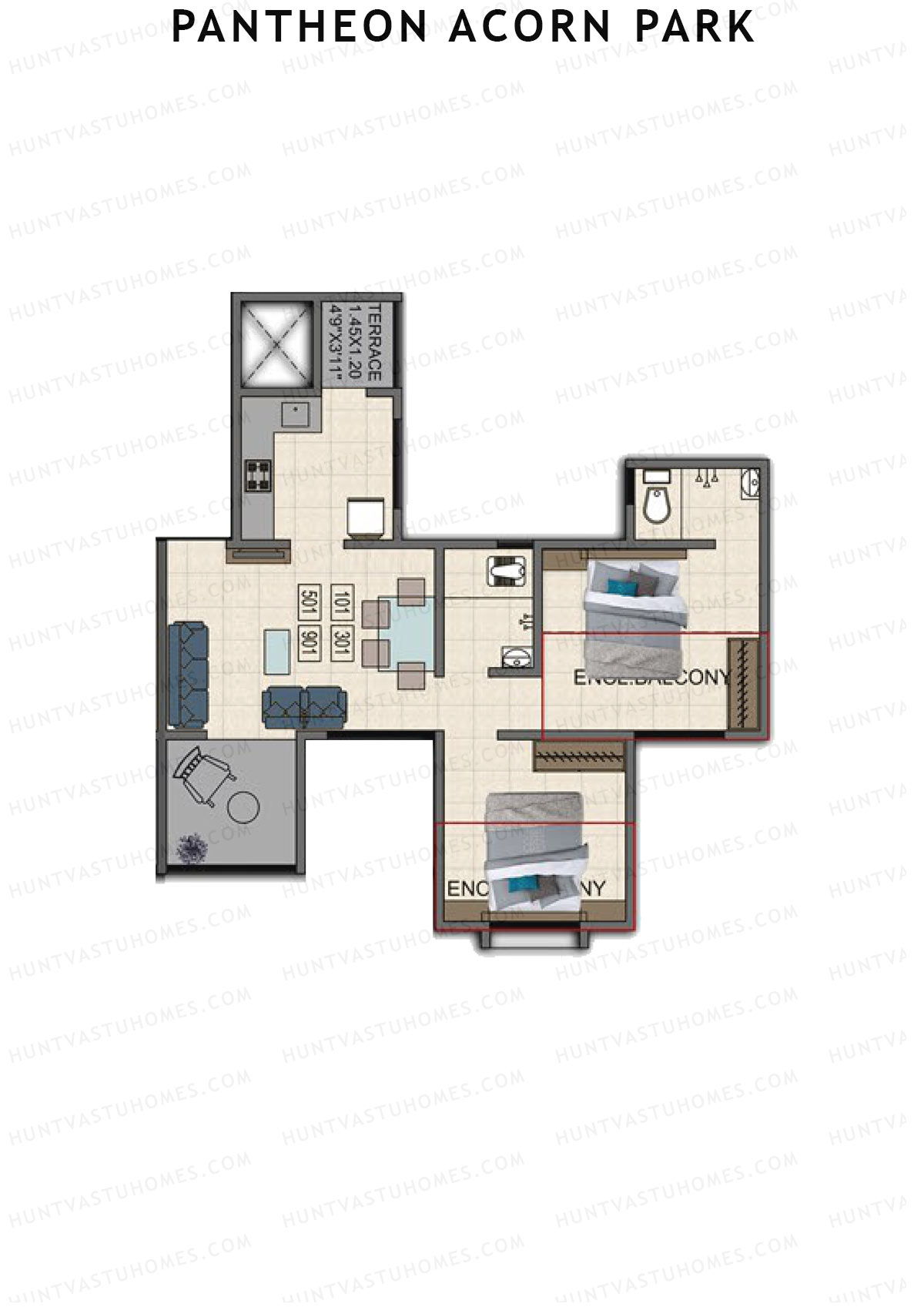 Pantheon Acorn Park Wing B Unit 1 Floor Plan