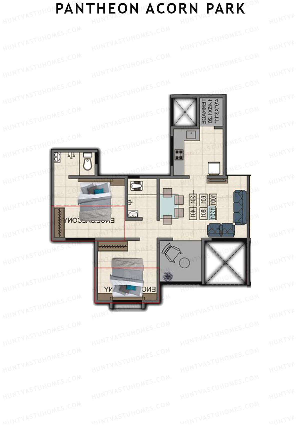 Pantheon Acorn Park Wing B Unit 2 Floor Plan